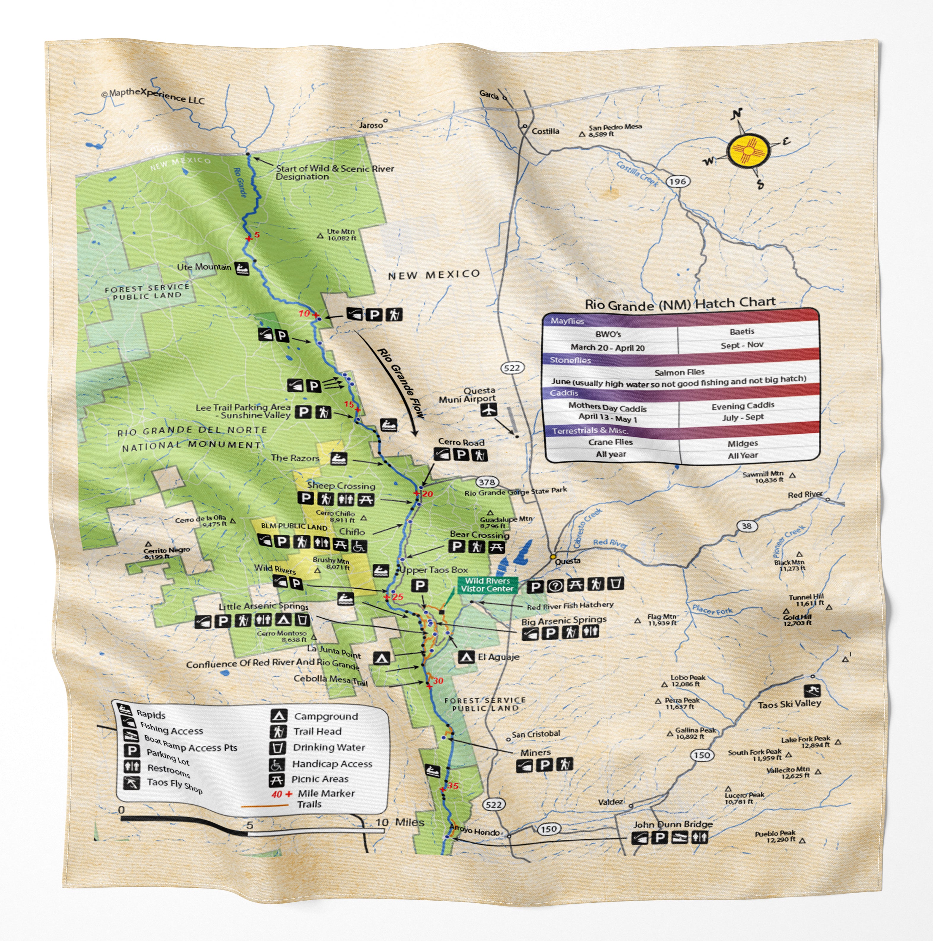 Rio Grande River, New Mexico Microfiber Map Bandana