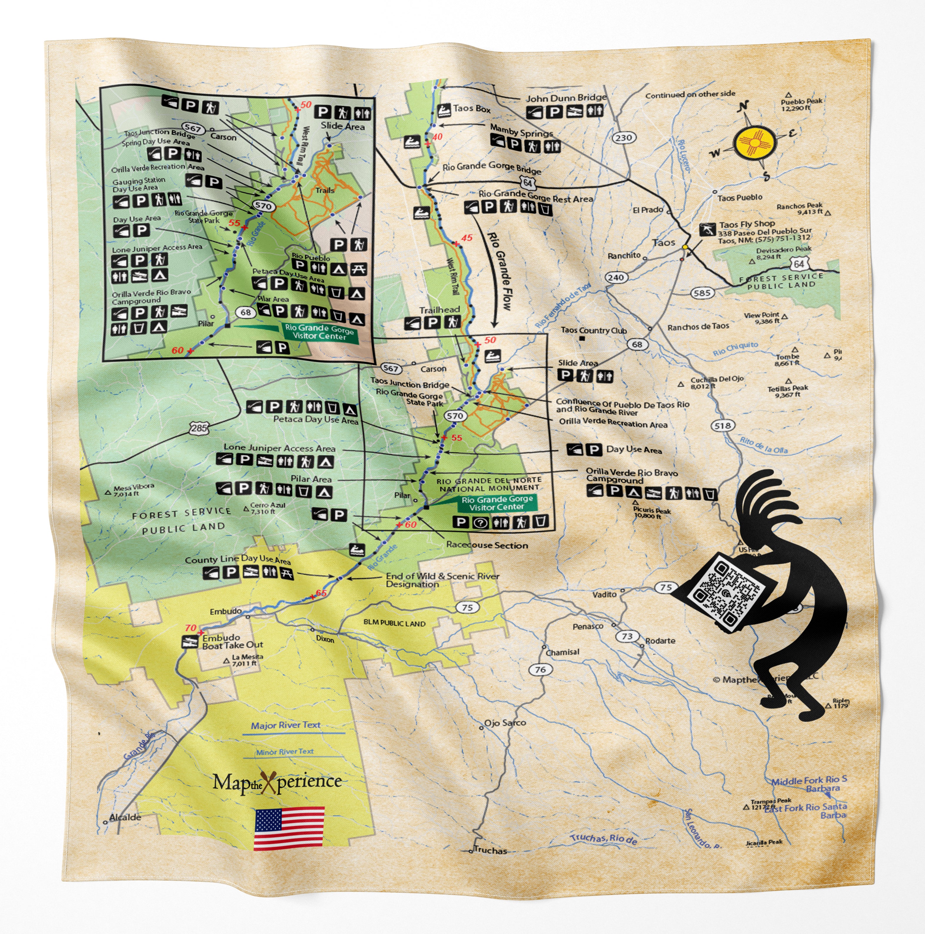 Rio Grande River, New Mexico Microfiber Map Bandana