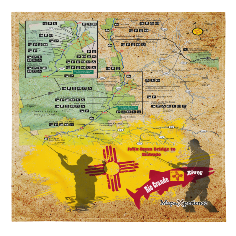 Rio Grande River, New Mexico Handy Map Microfiber Bandana