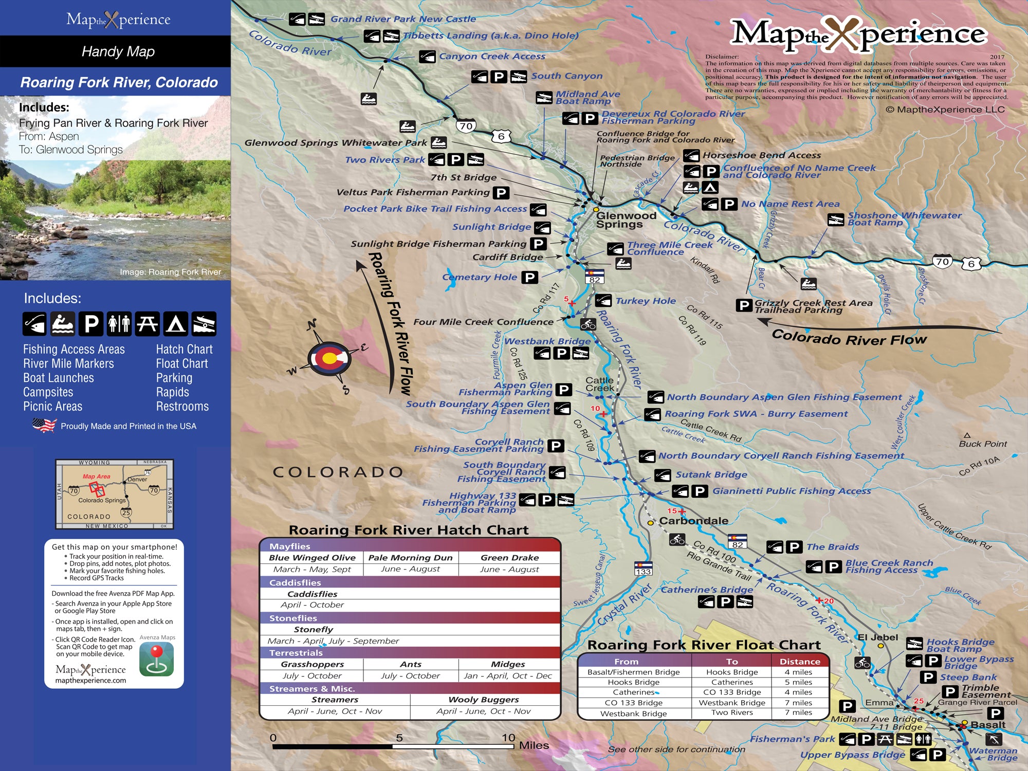 Roaring Fork River, Colorado Pocket Fishing Map