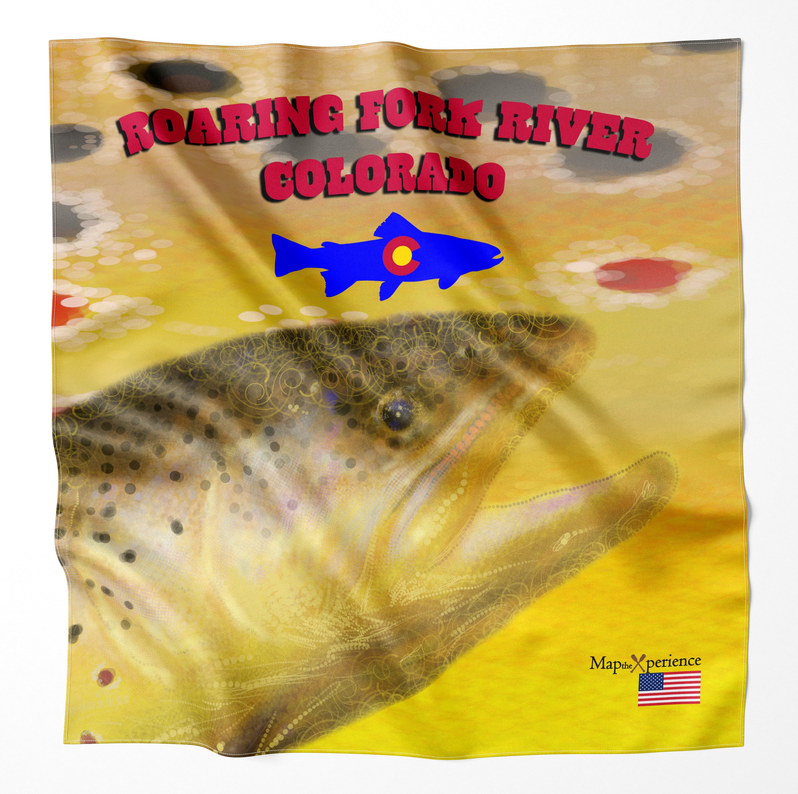 Roaring Fork River Colorado Microfiber Map Bandana