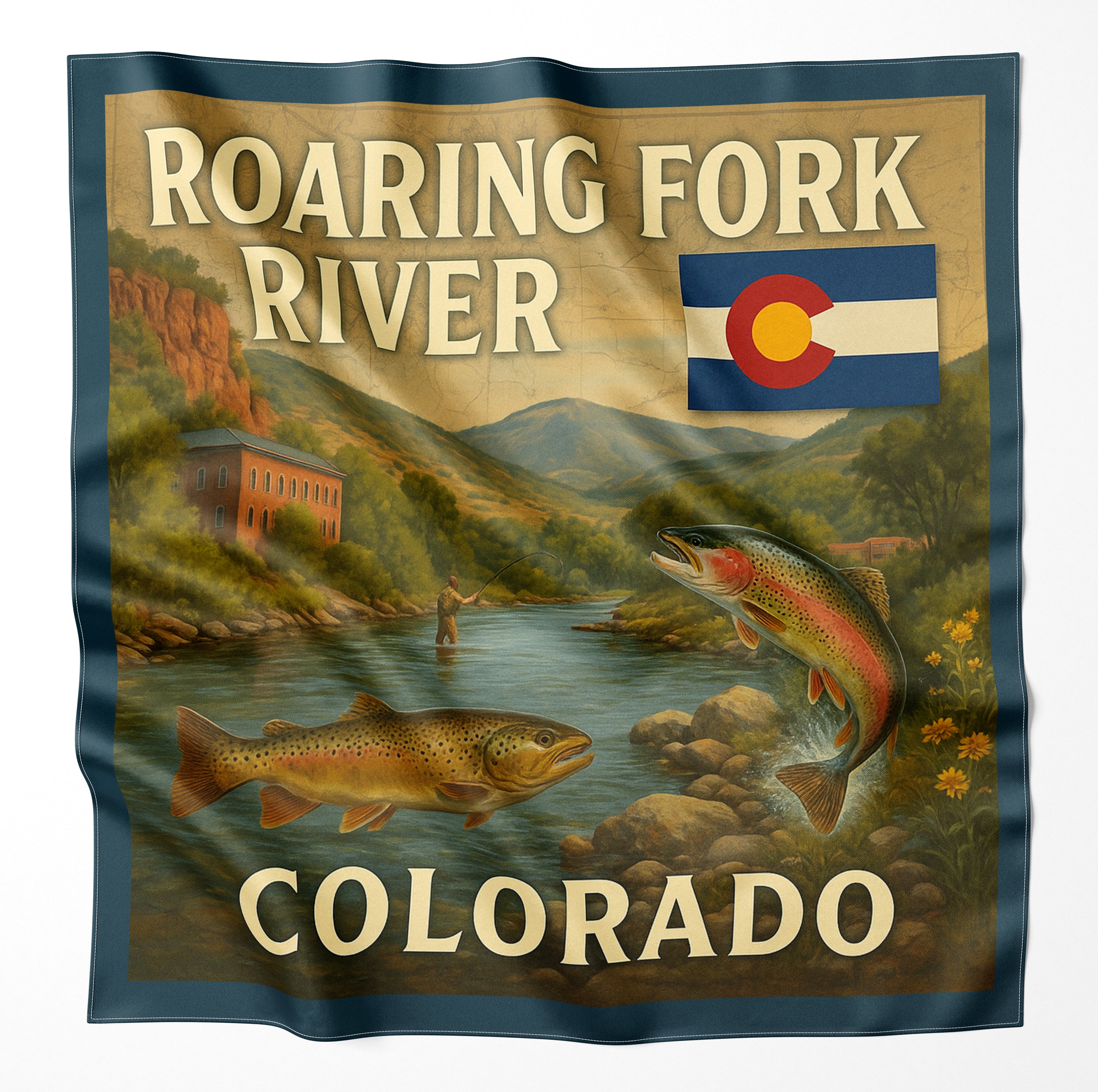 Roaring Fork River Colorado Microfiber Cloth Bandana