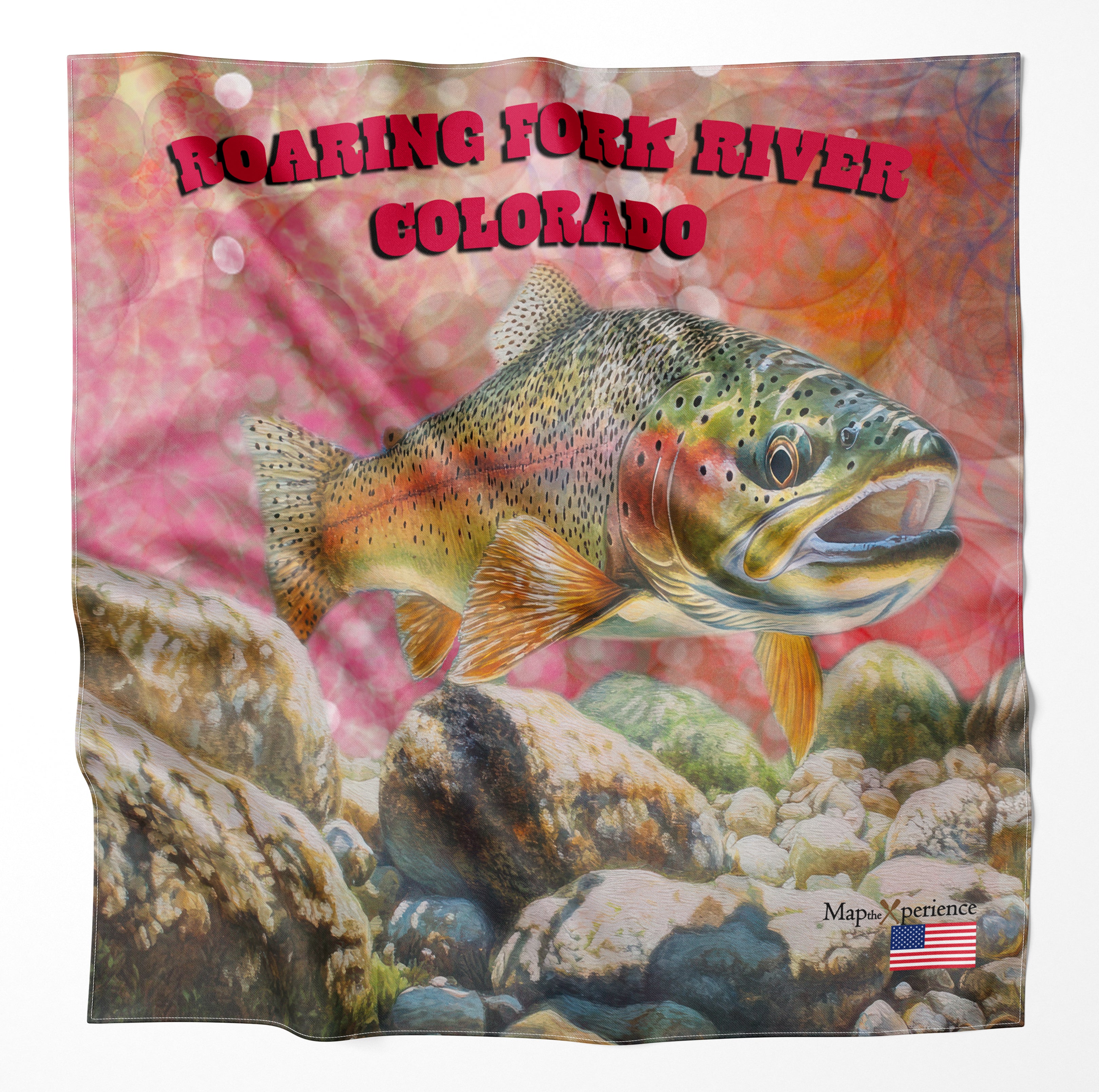 Roaring Fork River Colorado Microfiber Map Bandana