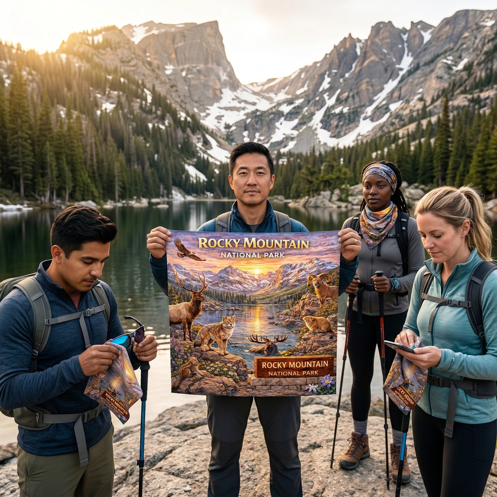 Rocky Mountain National Park Handy Map Microfiber Cloth Bandana