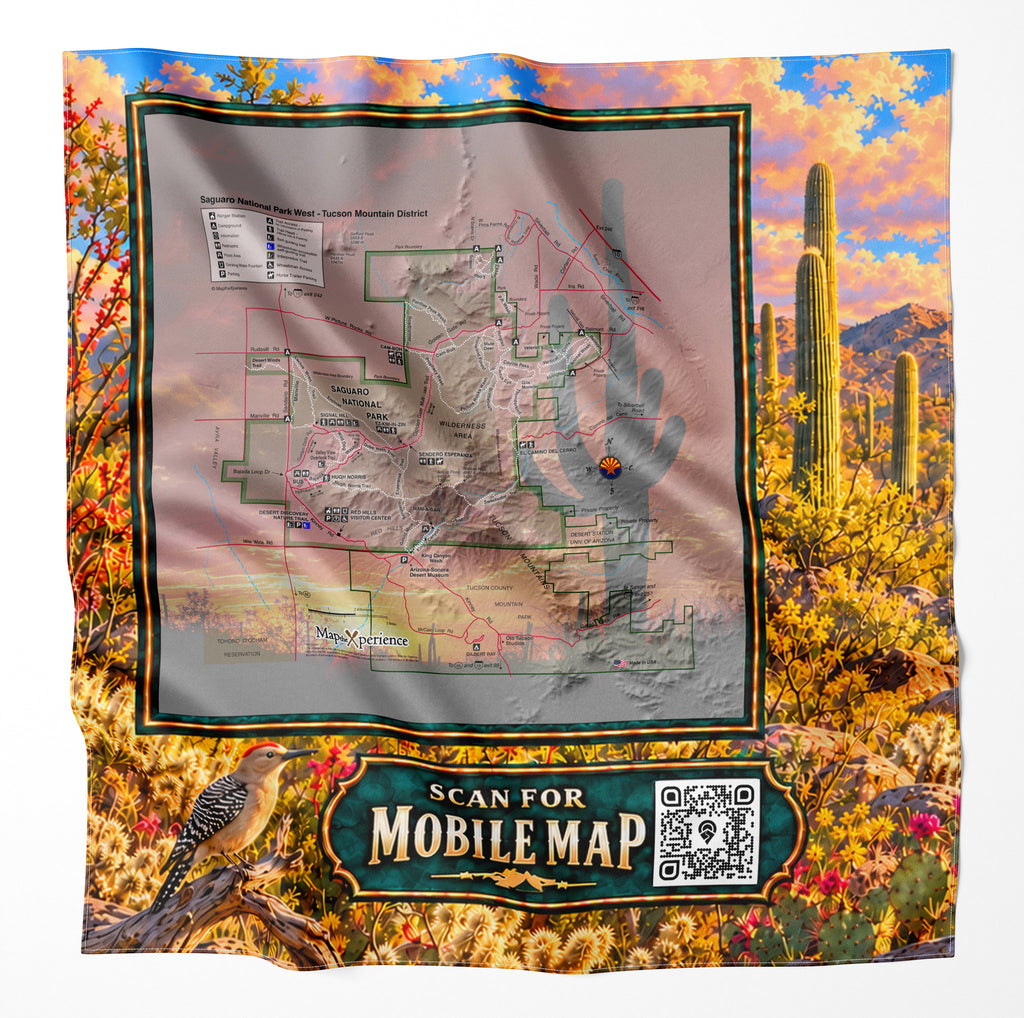 Saguaro National Park – Microfiber Map Cloth Bandana