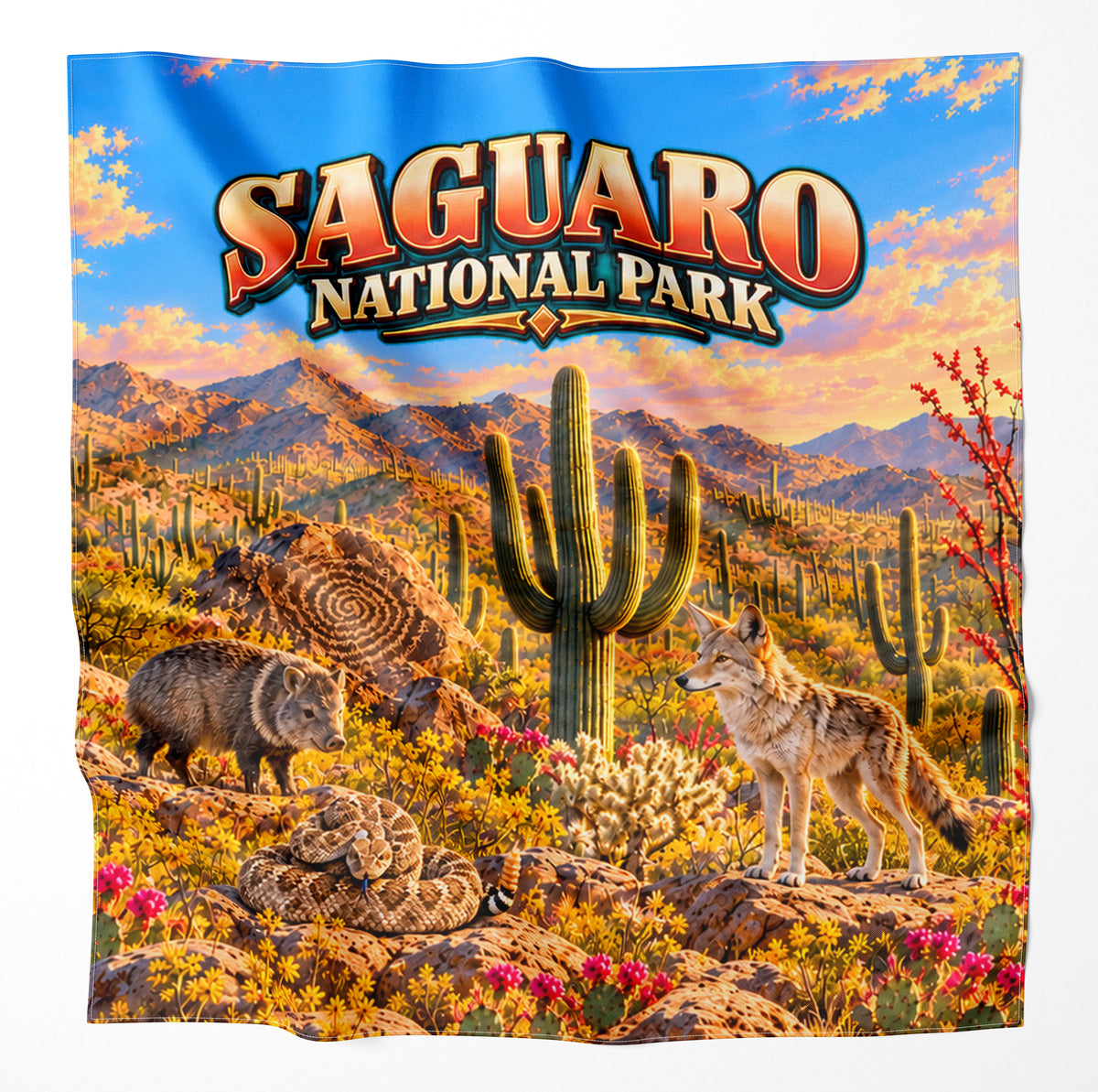 Saguaro National Park – Microfiber Map Cloth Bandana