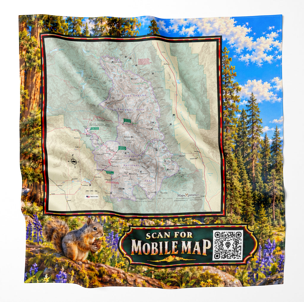 Sequoia and Kings Canyon National Park – Microfiber Map Cloth Bandana