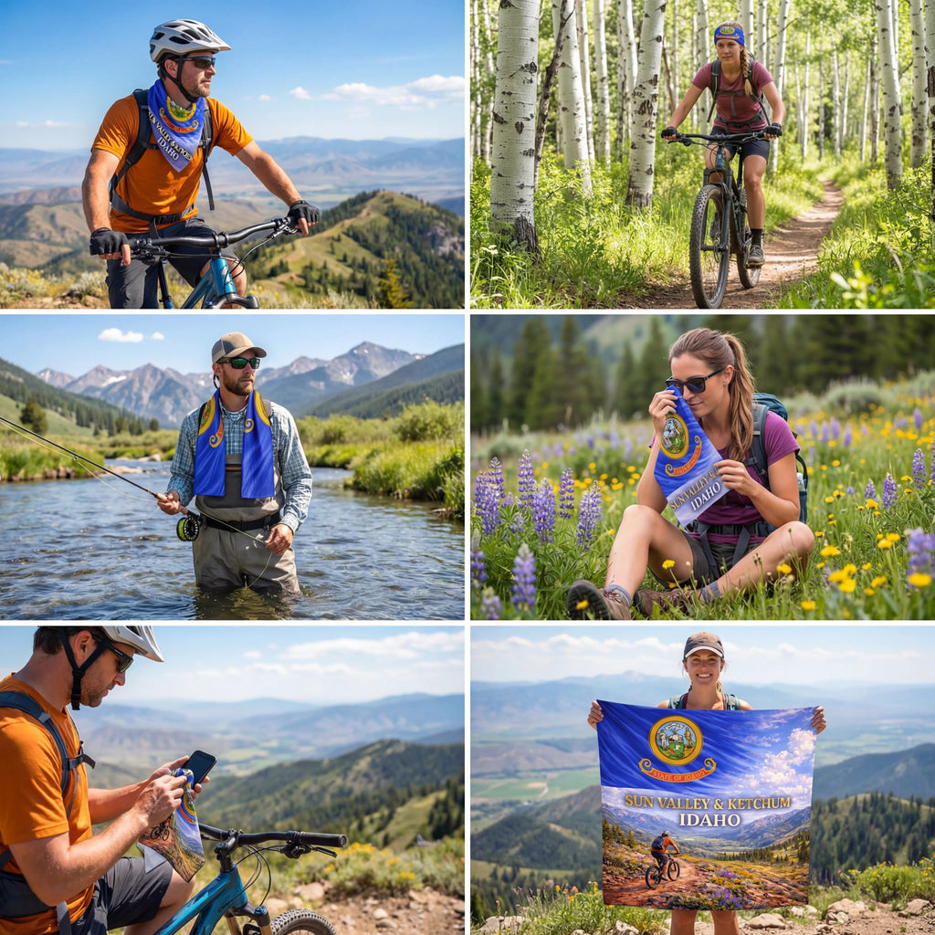 Sun Valley - Ketchum Idaho Summer Trails Handy Map Microfiber Cloth Bandana