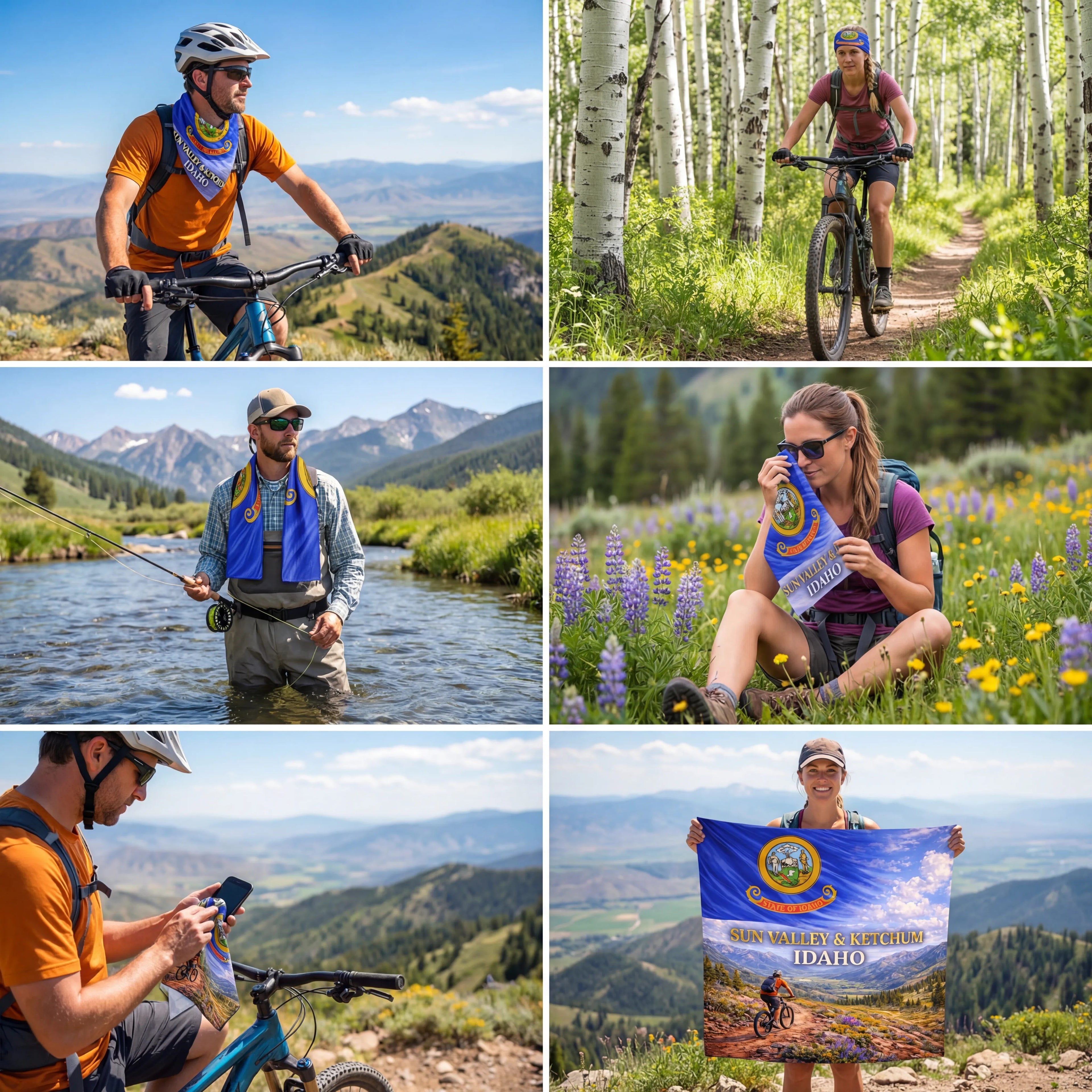 Sun Valley - Ketchum Idaho Summer Trails Handy Map Microfiber Cloth Bandana