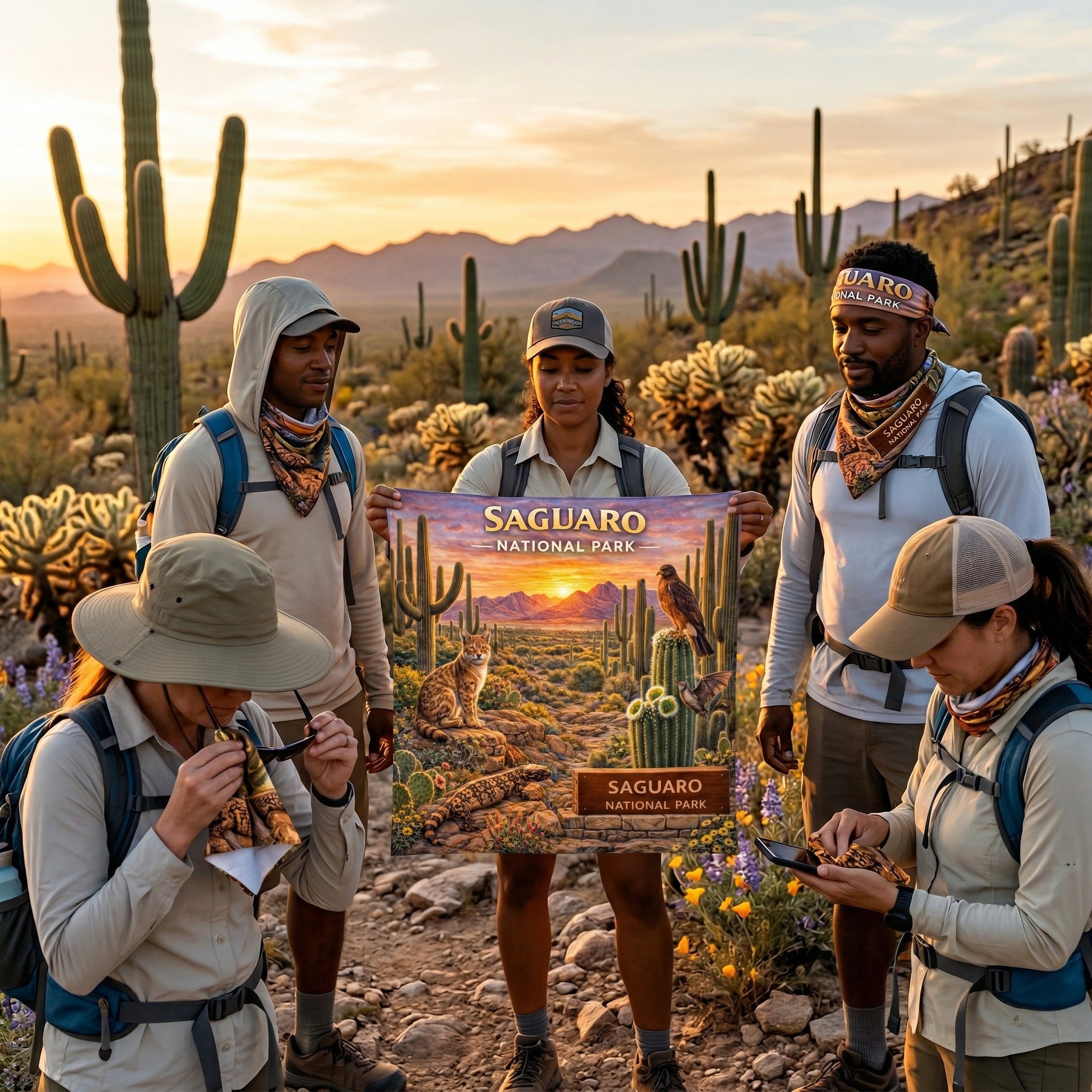 Saguaro National Park Handy Map Microfiber Cloth Bandana