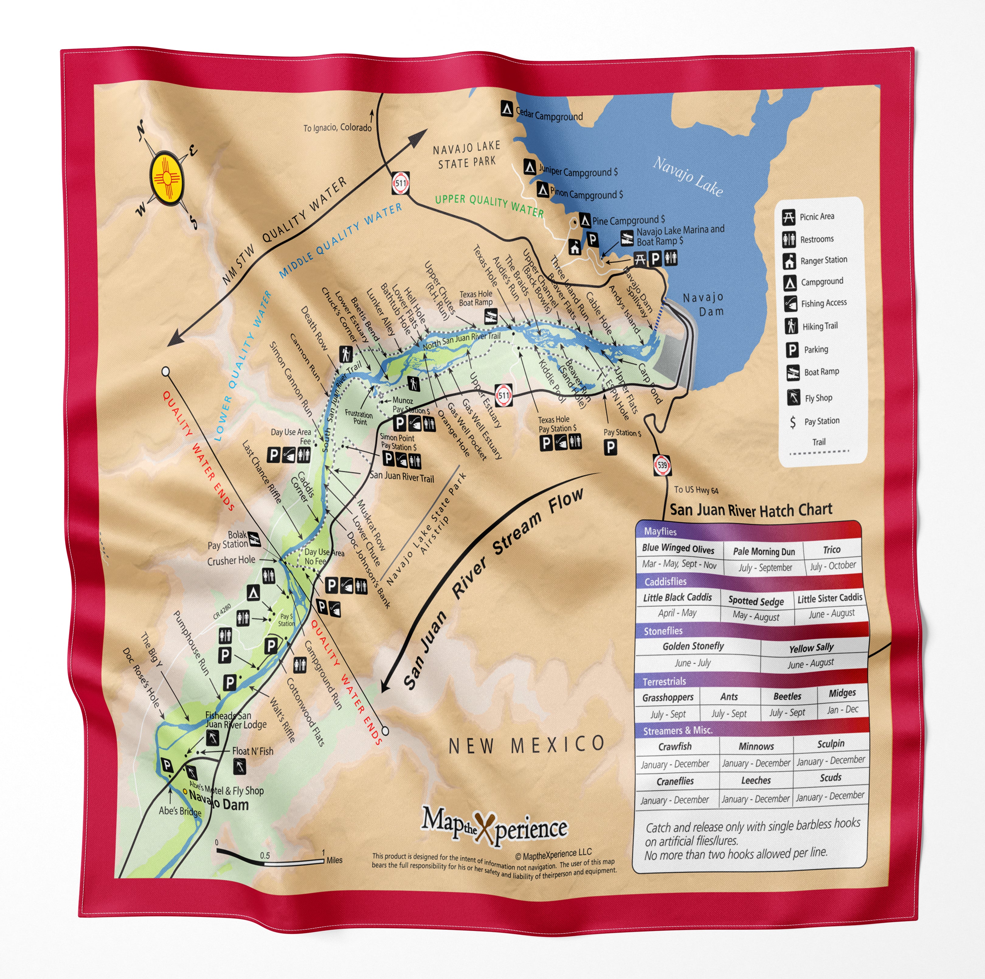 San Juan River New Mexico Microfiber Map Bandana