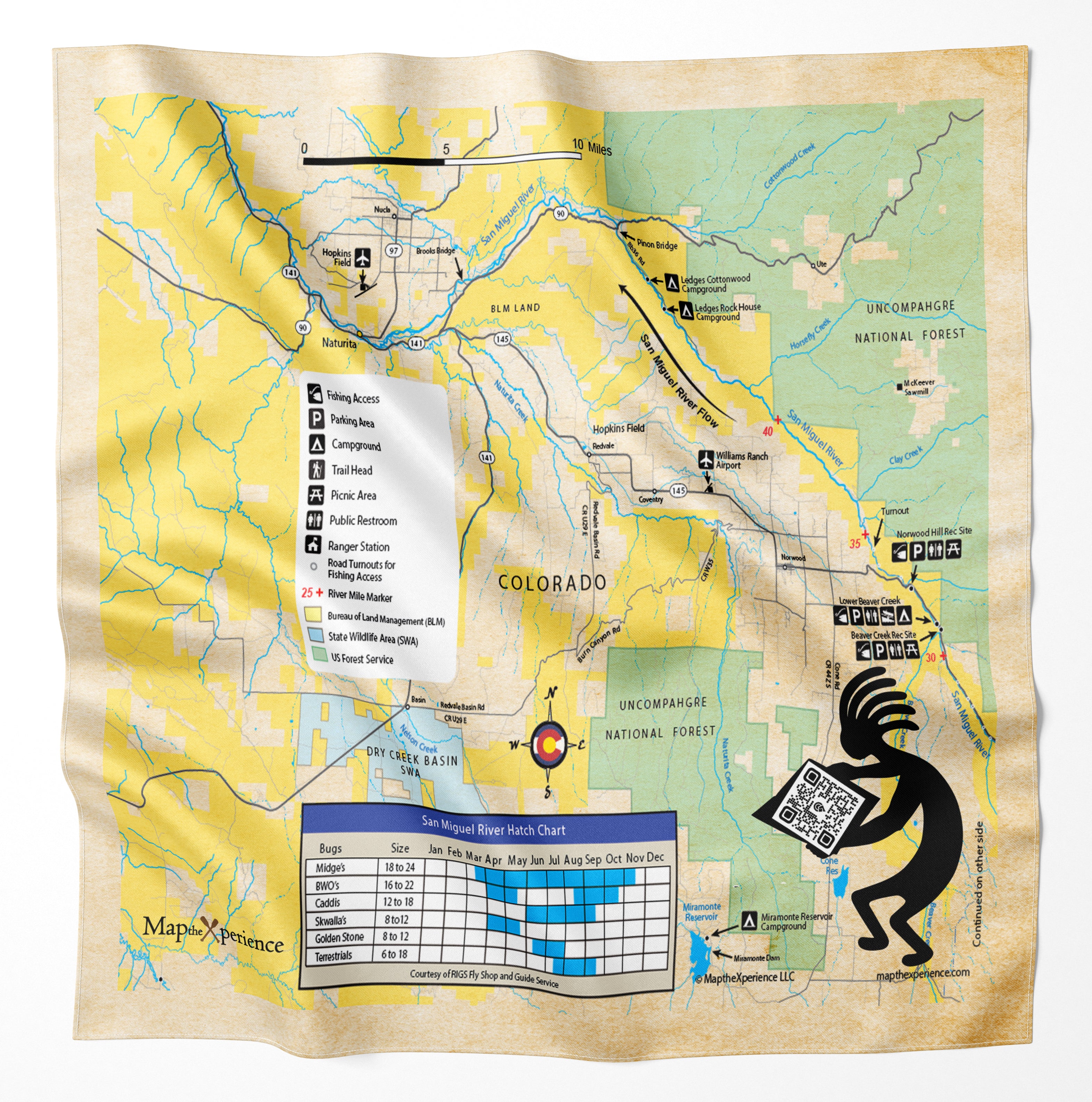 San Miguel River, Colorado Microfiber Map Bandana