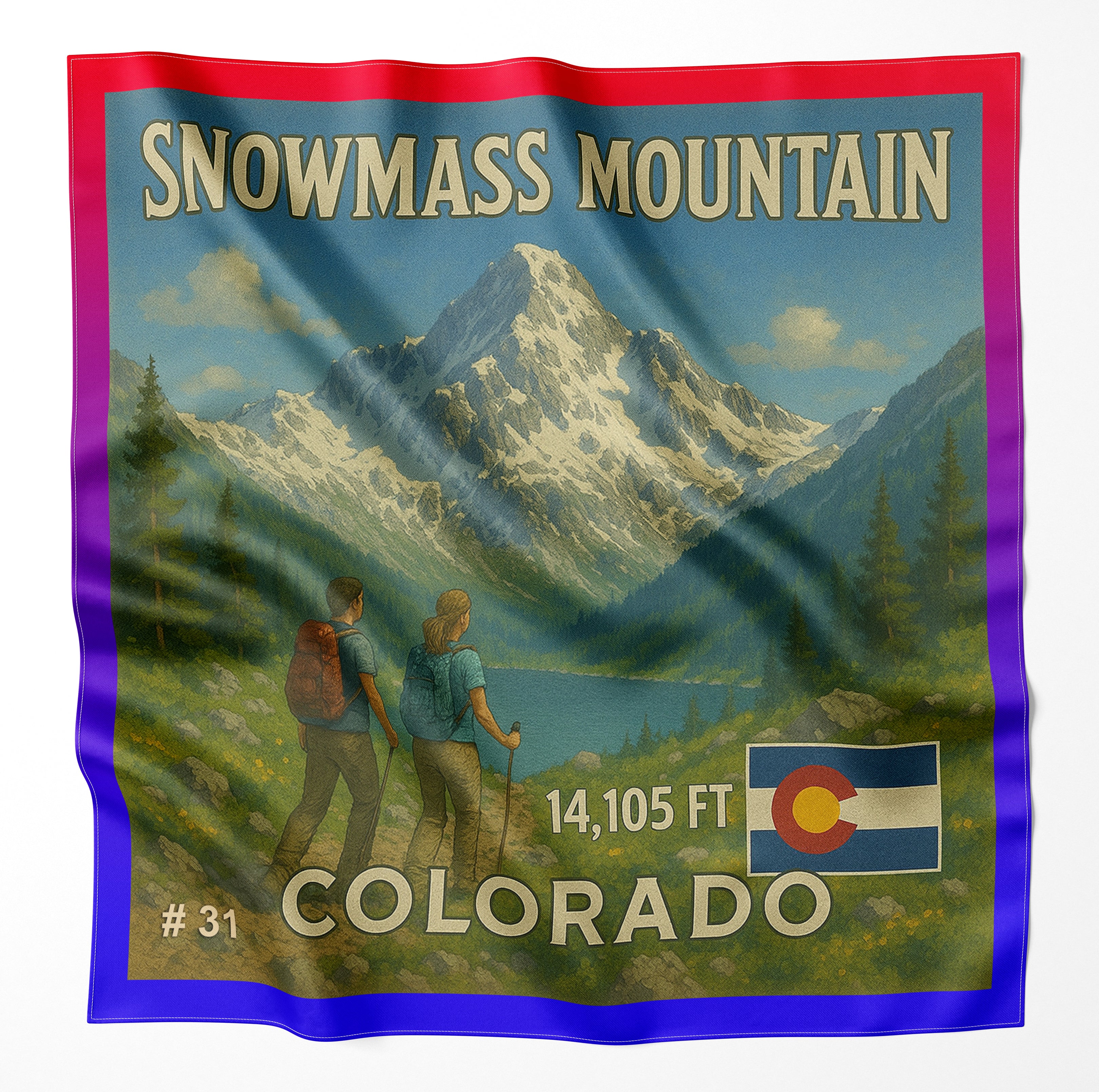 Snowmass Mountain Colorado 14er Microfiber Cloth Bandana