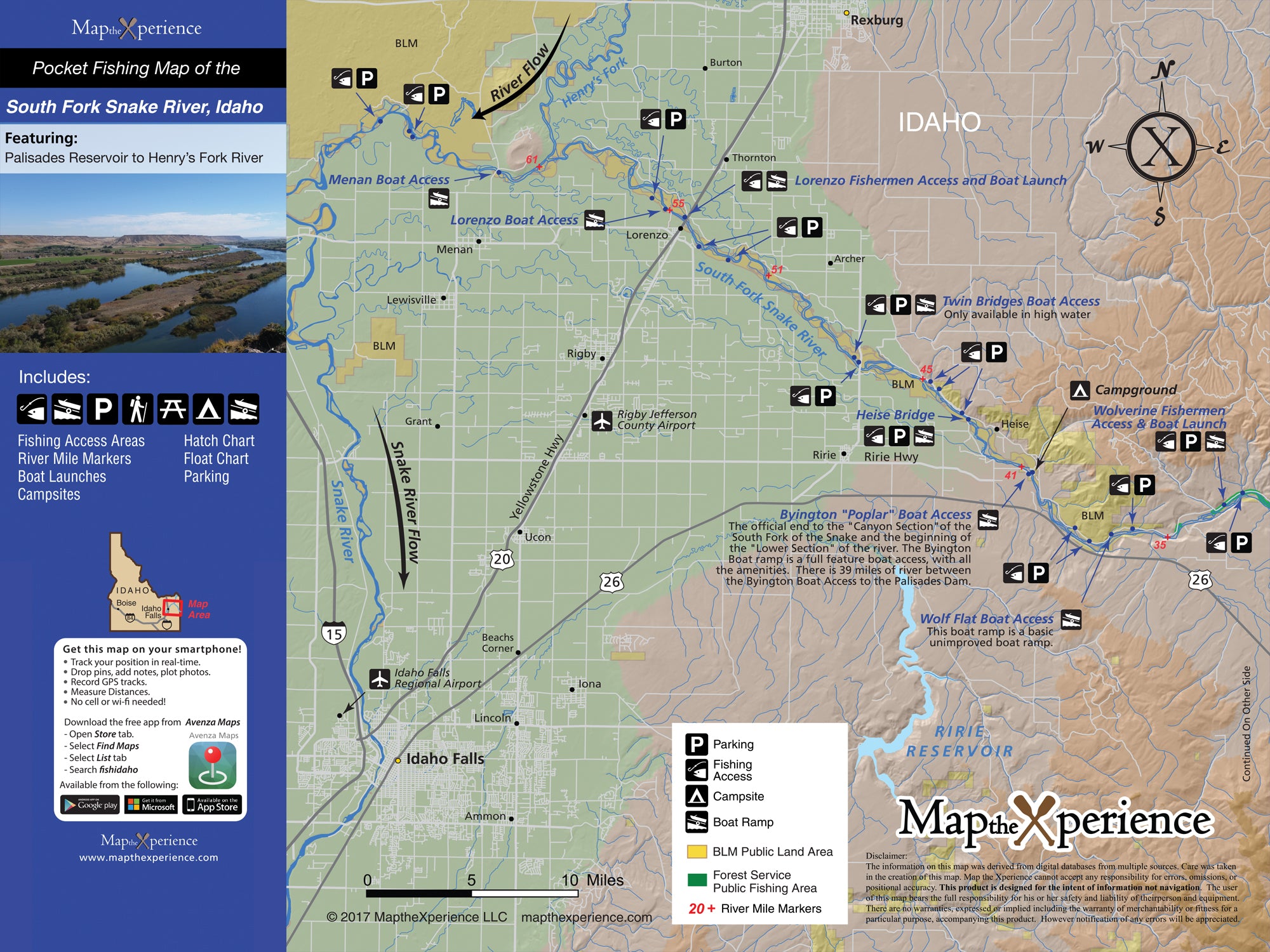 South Fork Snake River, Idaho Pocket Fishing Map
