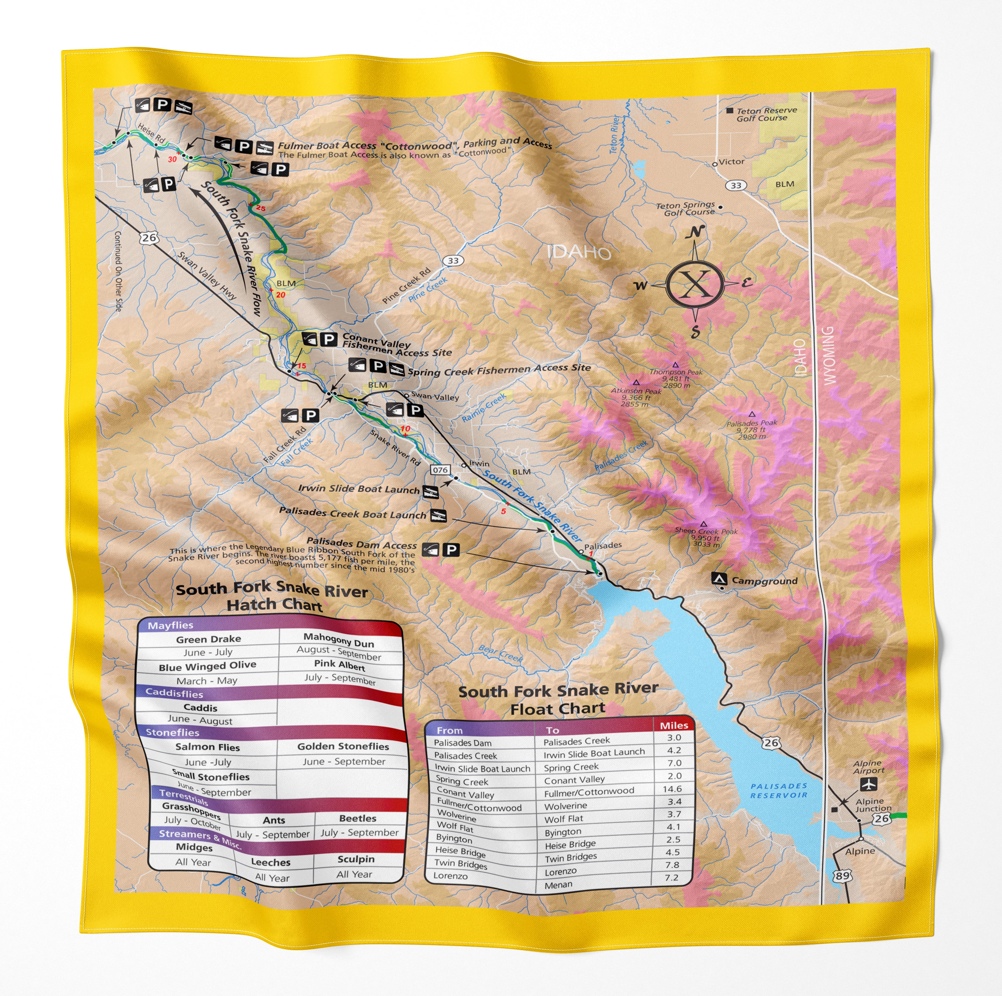 South Fork Snake River Idaho Microfiber Map Bandana