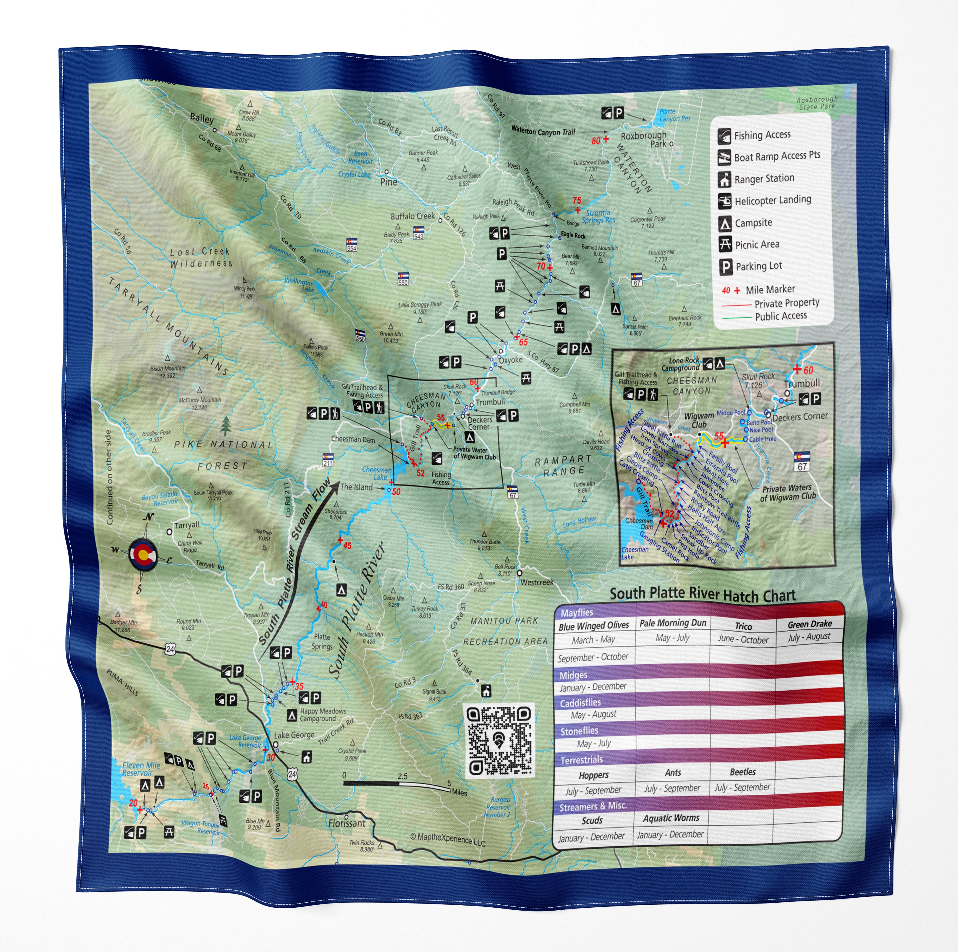 South Platte River Colorado Microfiber Map Bandana