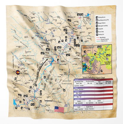 South Platte River, Colorado Microfiber Map Bandana