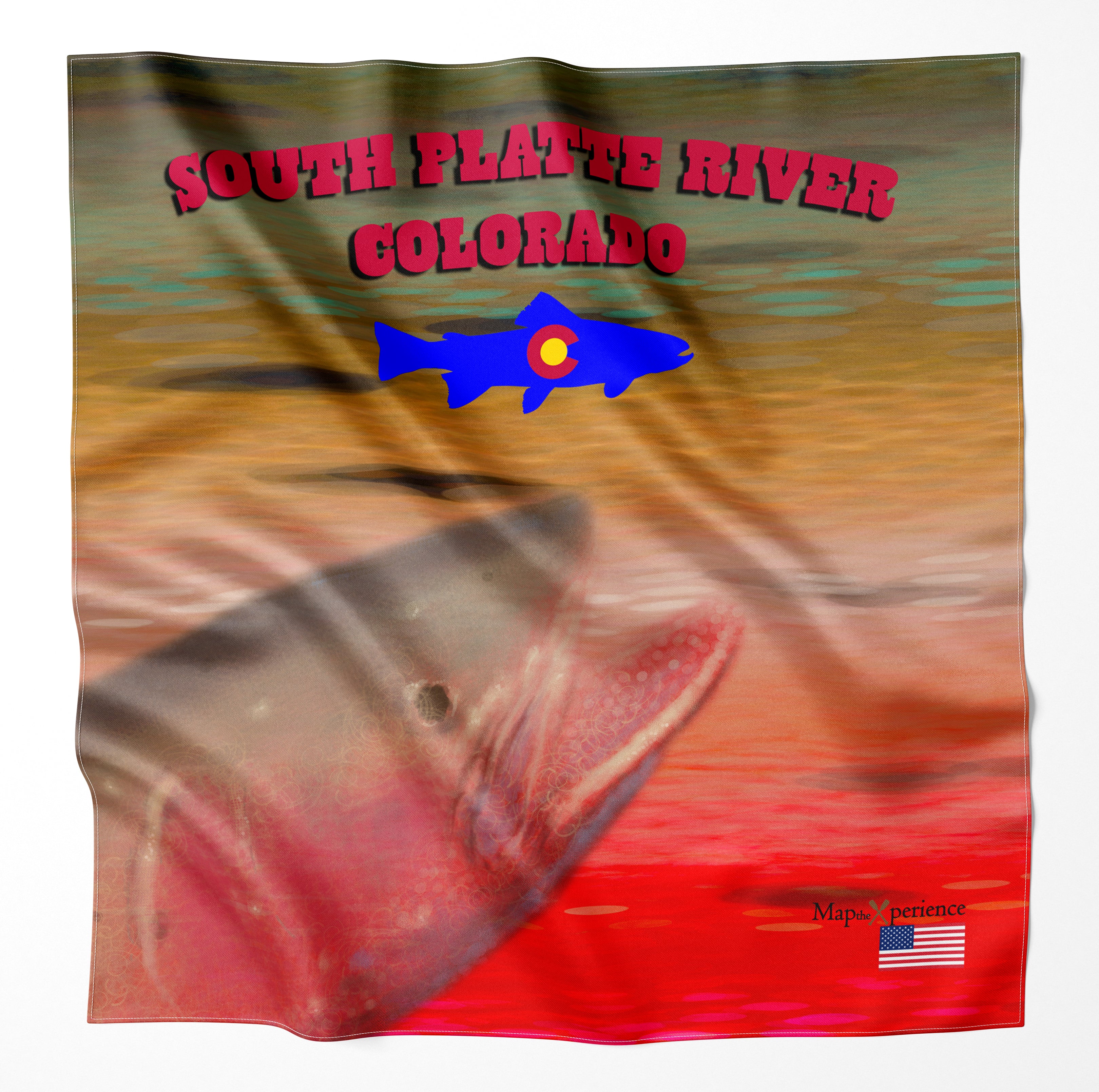 South Platte River Colorado Microfiber Map Bandana