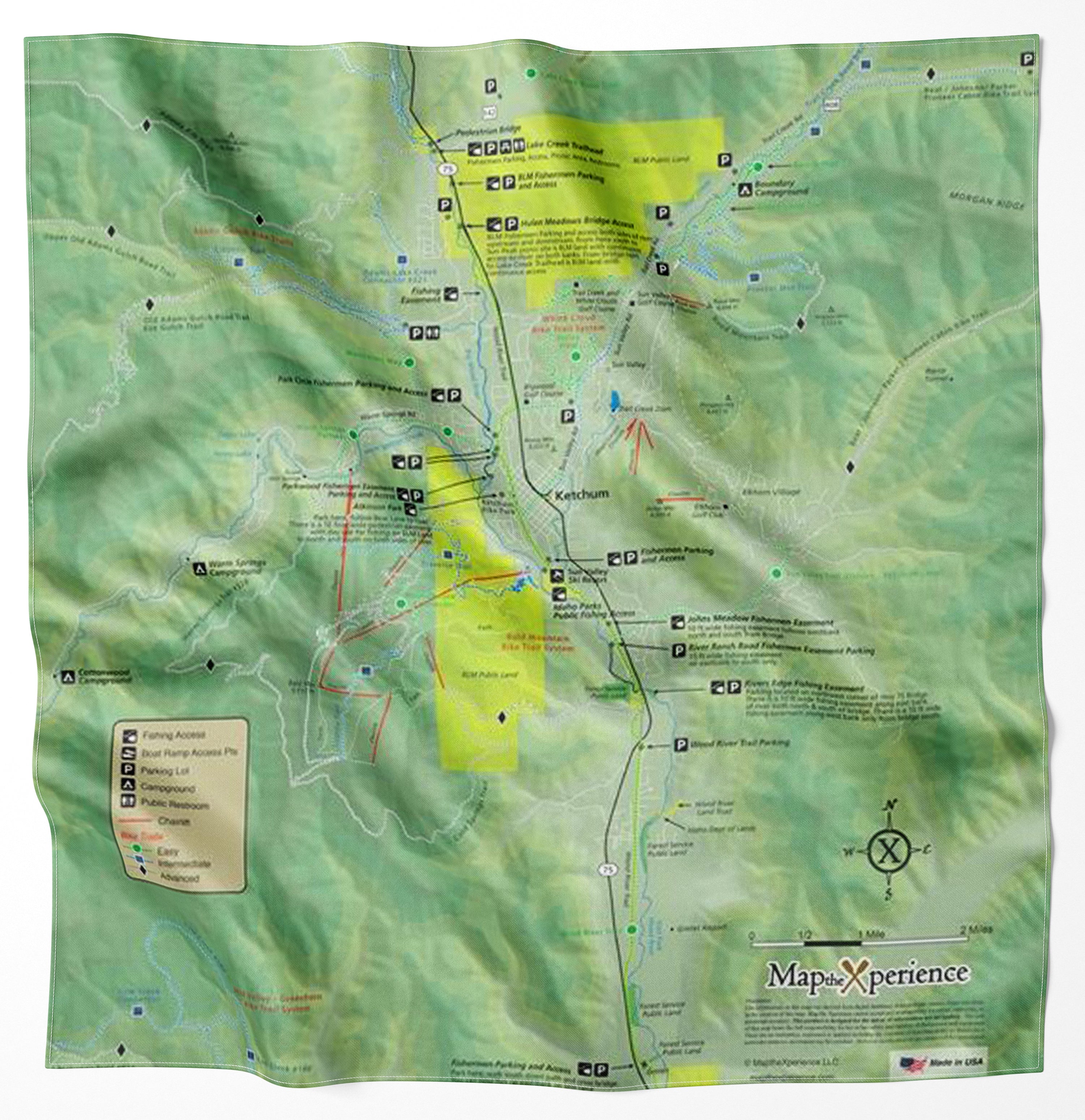 Sun Valley, Idaho Trails Handy Map Bandana