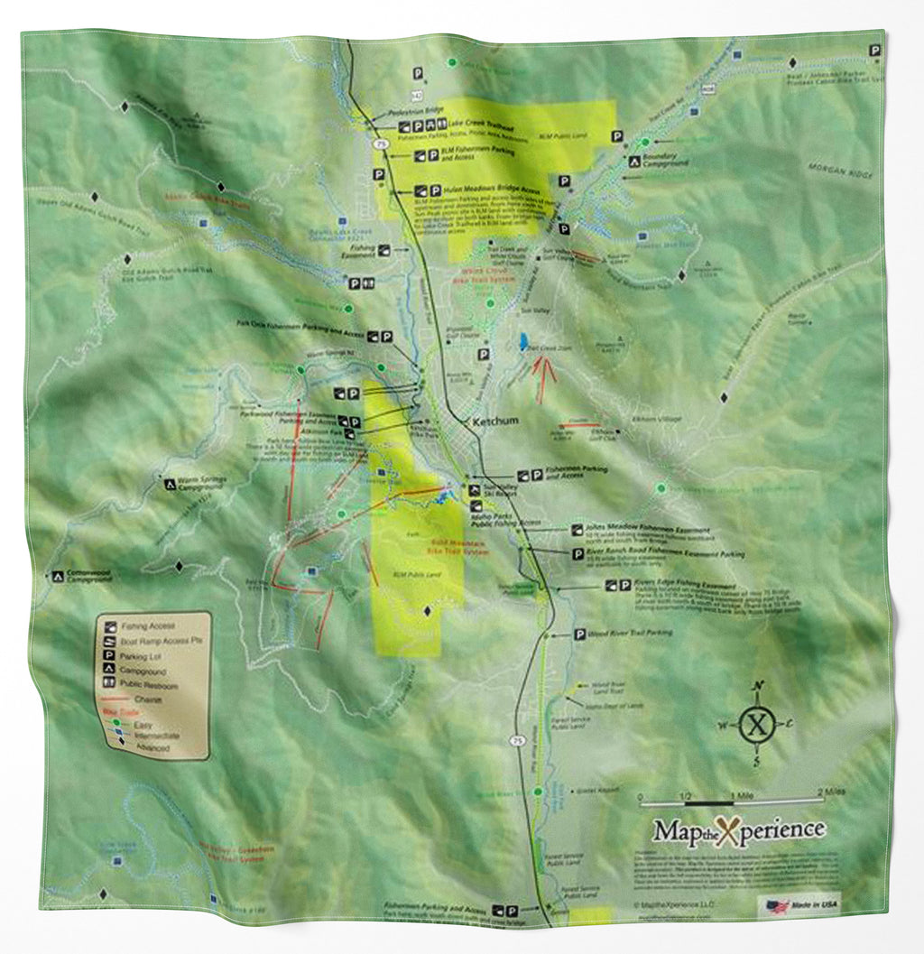 Sun Valley, Idaho Trails Microfiber Map Bandana