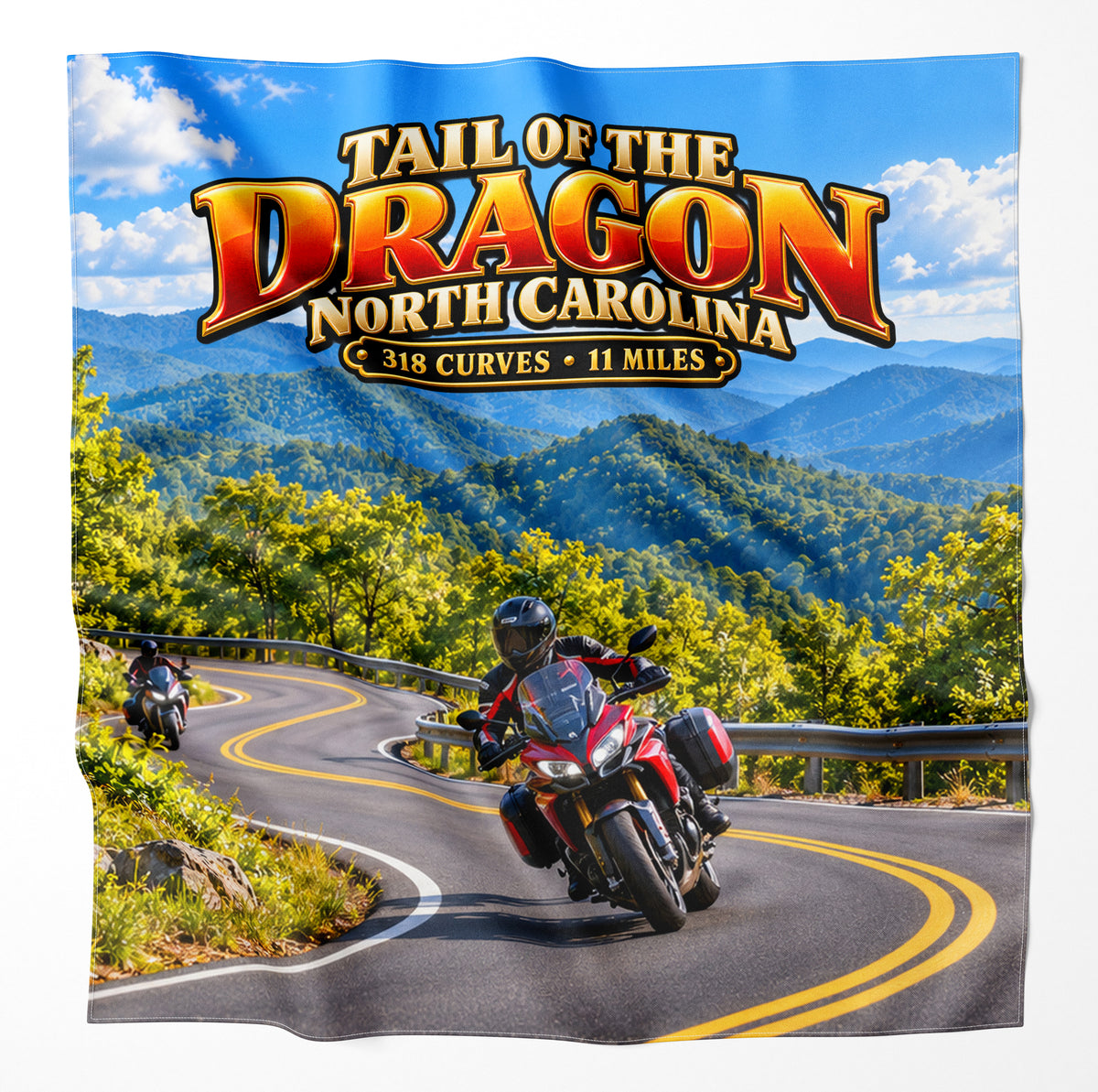 Tail of the Dragon North Carolina – Microfiber Map Cloth Bandana