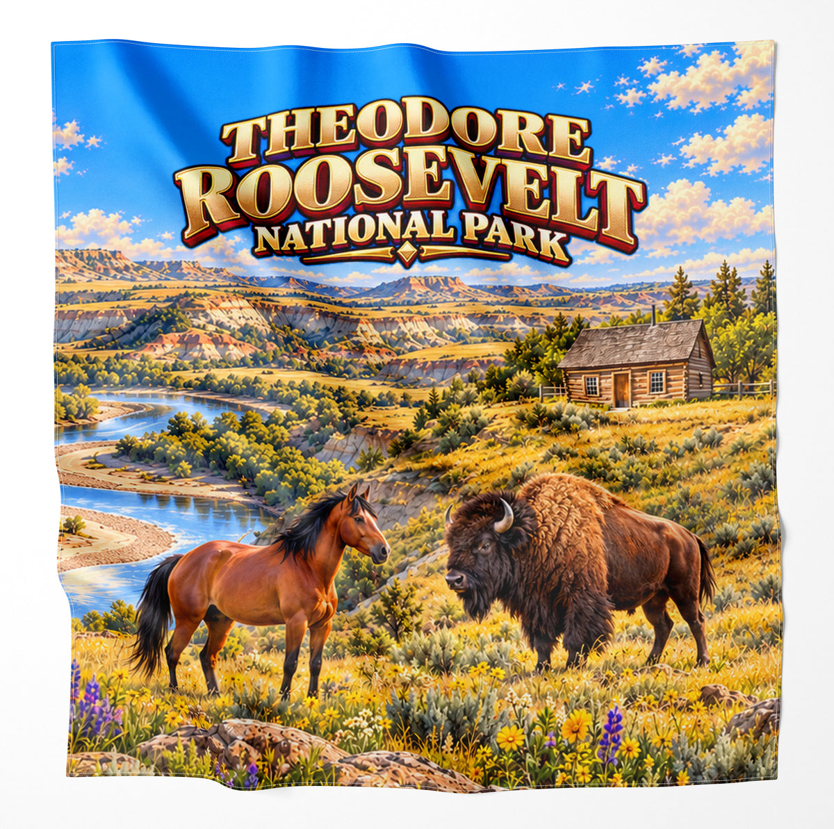 Theodore Roosevelt National Park – Microfiber Map Cloth Bandana