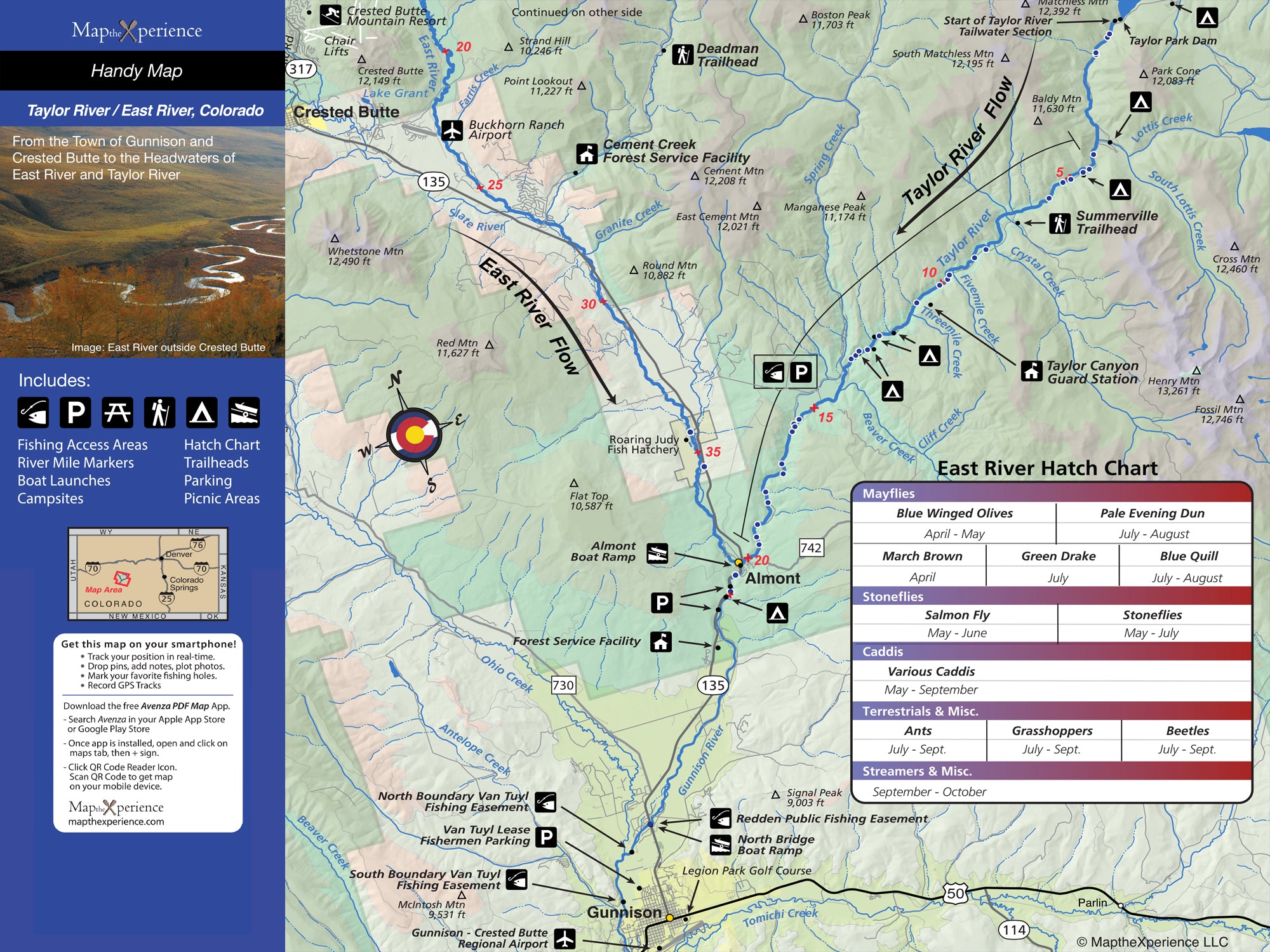 Taylor River, Colorado Pocket Fishing Map