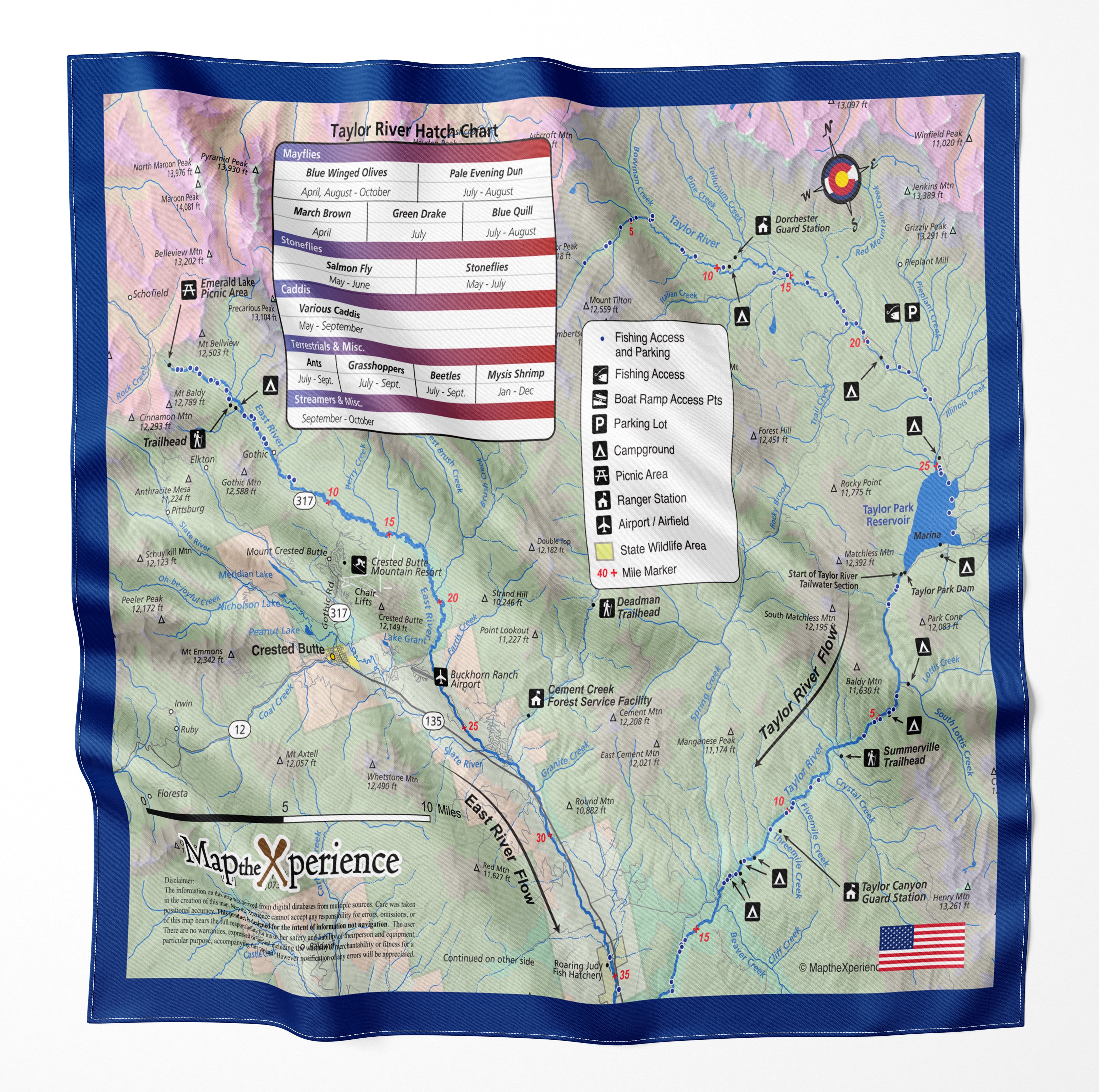 Taylor River Colorado Microfiber Map Bandana