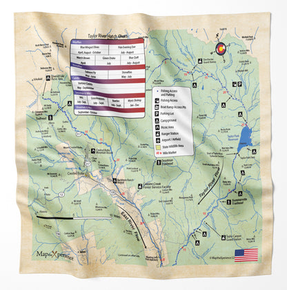 Taylor River, Colorado Microfiber Map Bandana