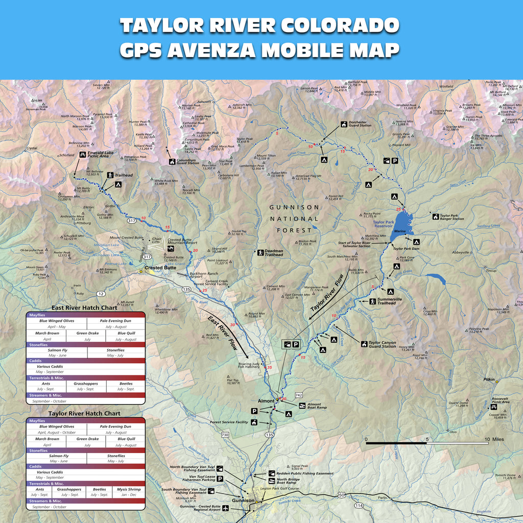 Taylor River Colorado Mobile GPS Fishing Map