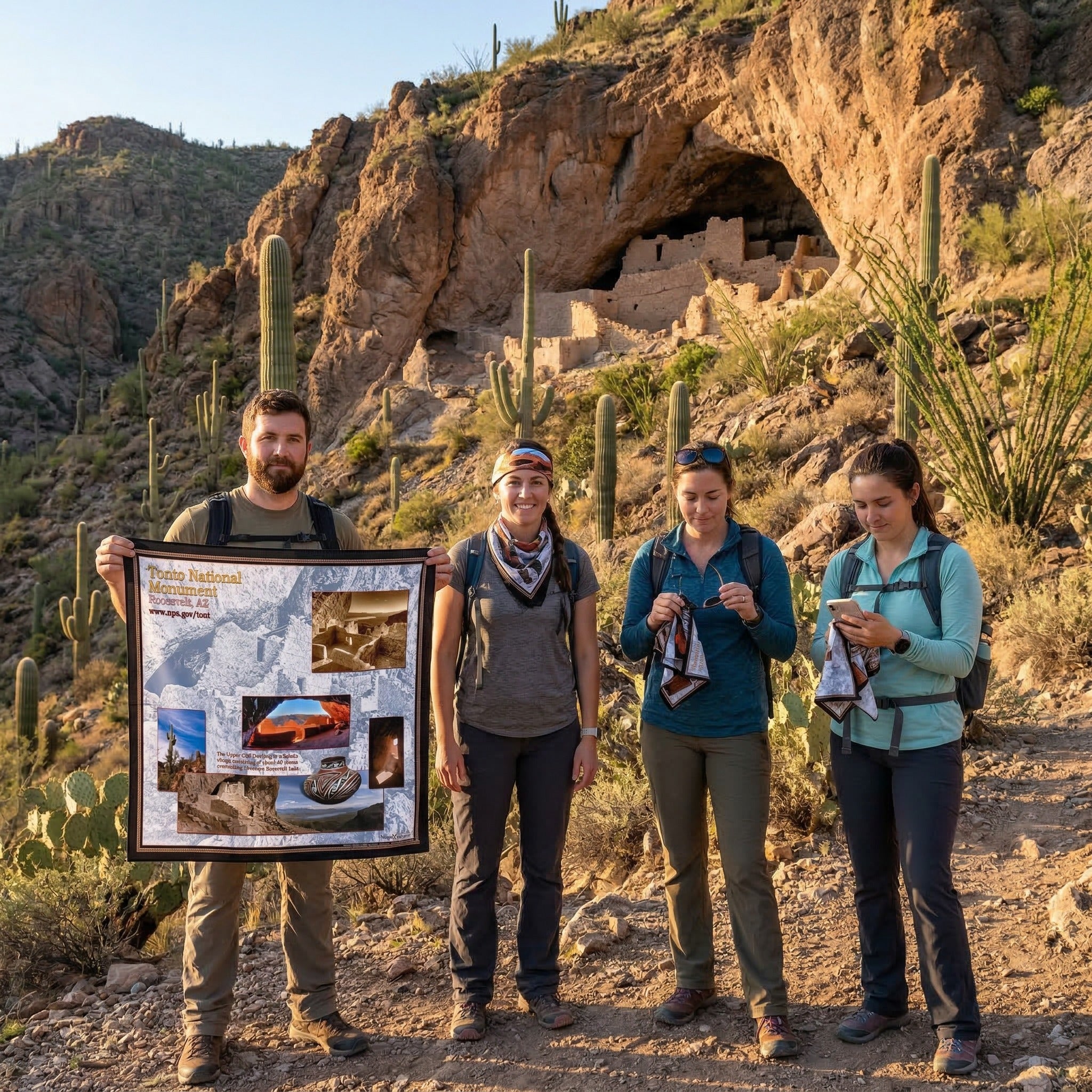Tonto National Monument Handy Map Microfiber Cloth Bandana