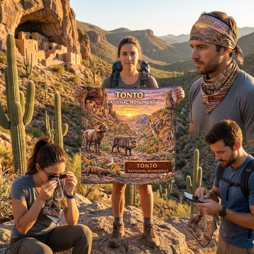 Tonto National Monument Handy Map Microfiber Cloth Bandana