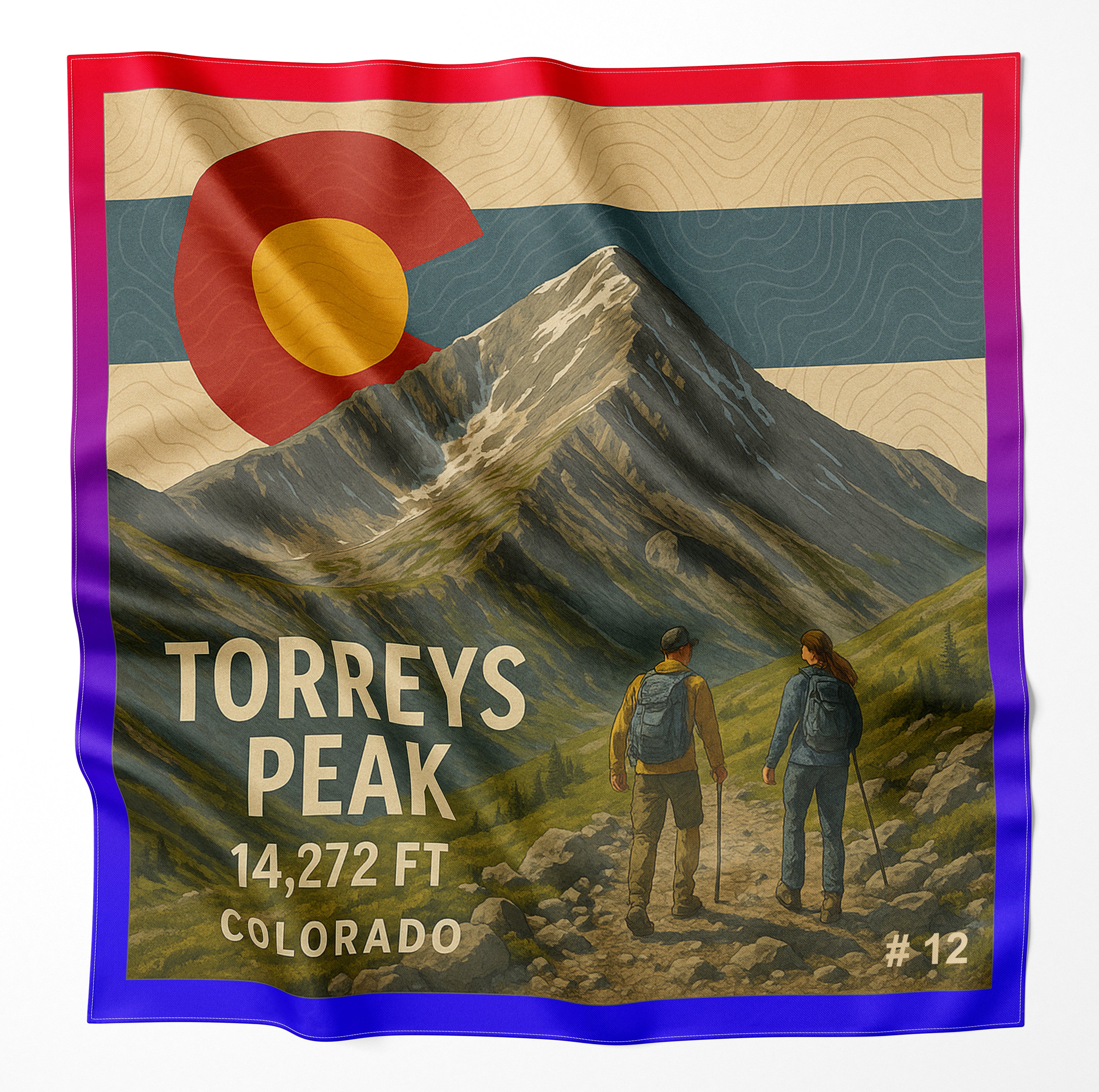 Torreys Peak Colorado 14er Microfiber Cloth Bandana