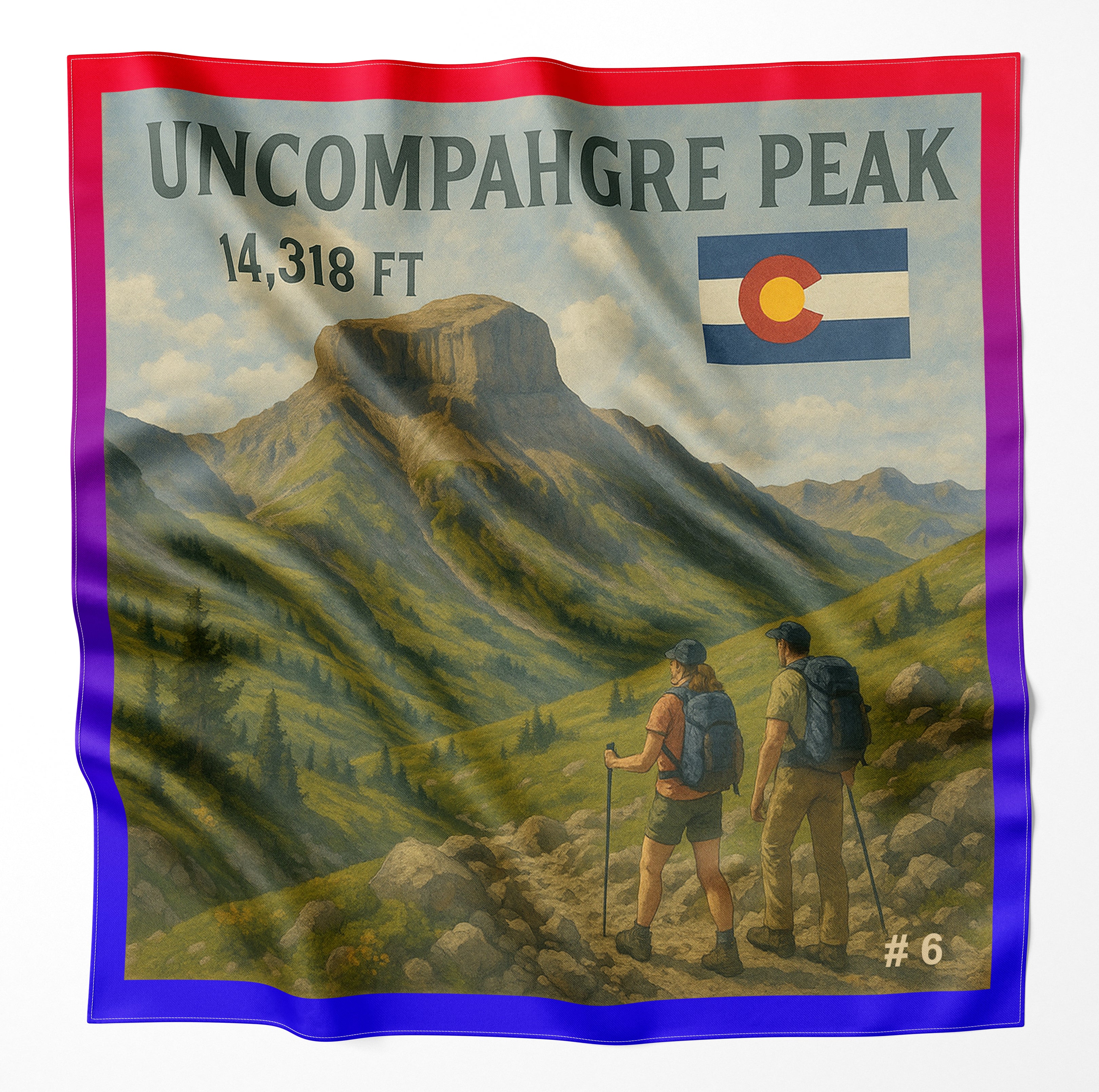 Uncompahgre Peak Colorado 14er Microfiber Cloth Bandana