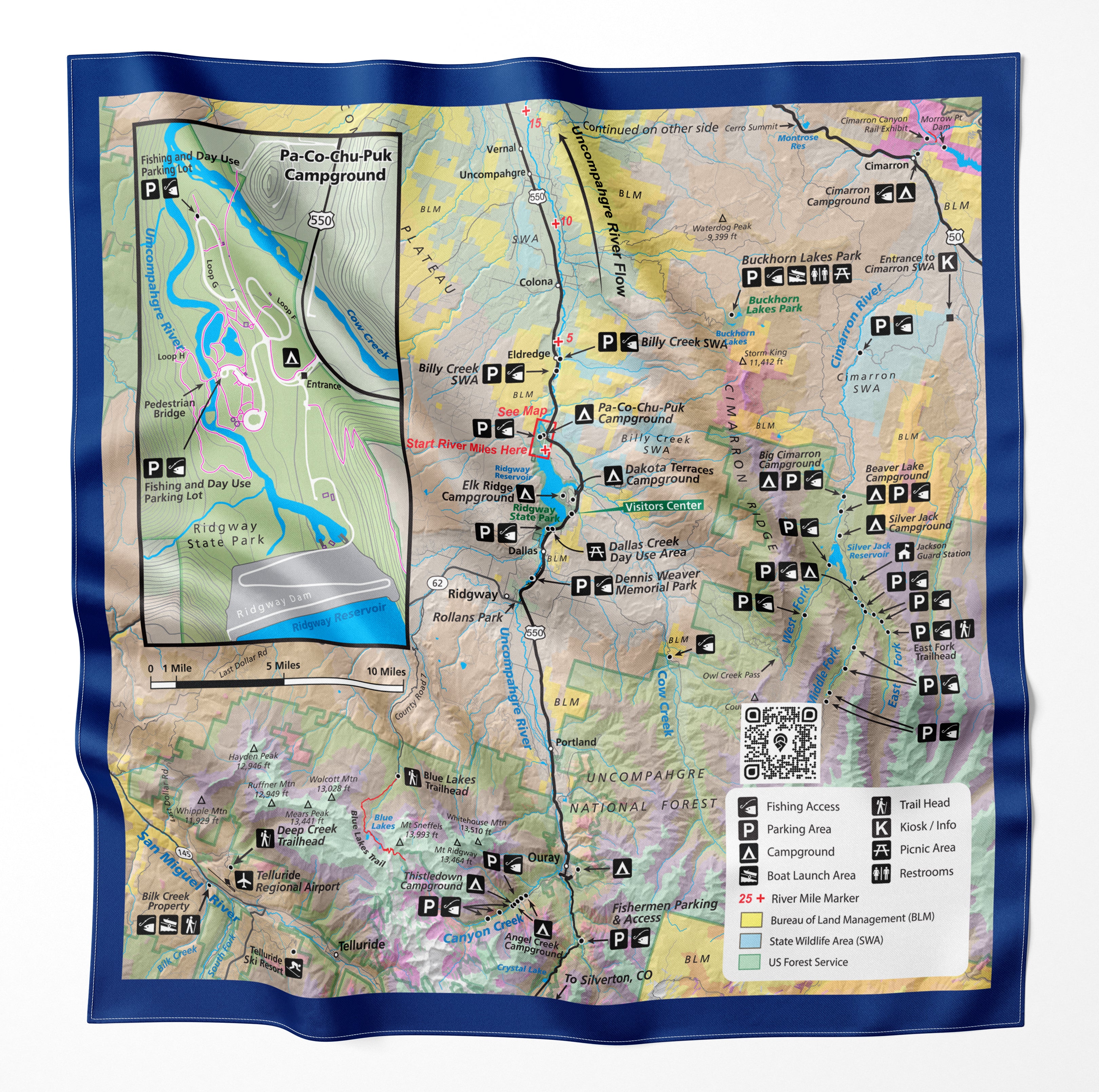 Uncompahgre River Colorado Microfiber Map Bandana