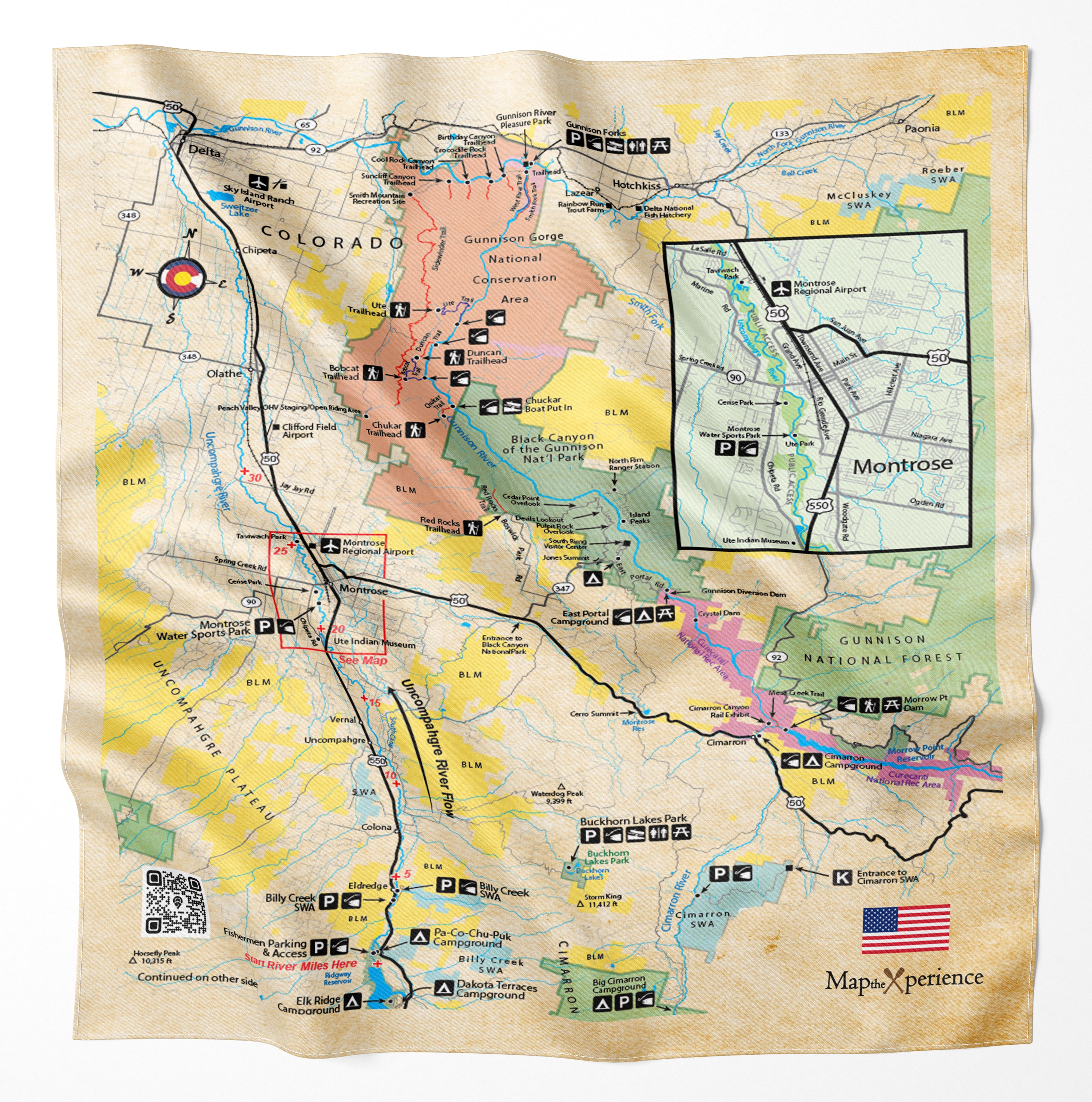 Uncompahgre River, Colorado Microfiber Map Bandana