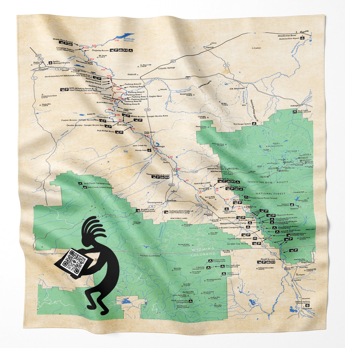 Uncompahgre River, Colorado Microfiber Map Bandana