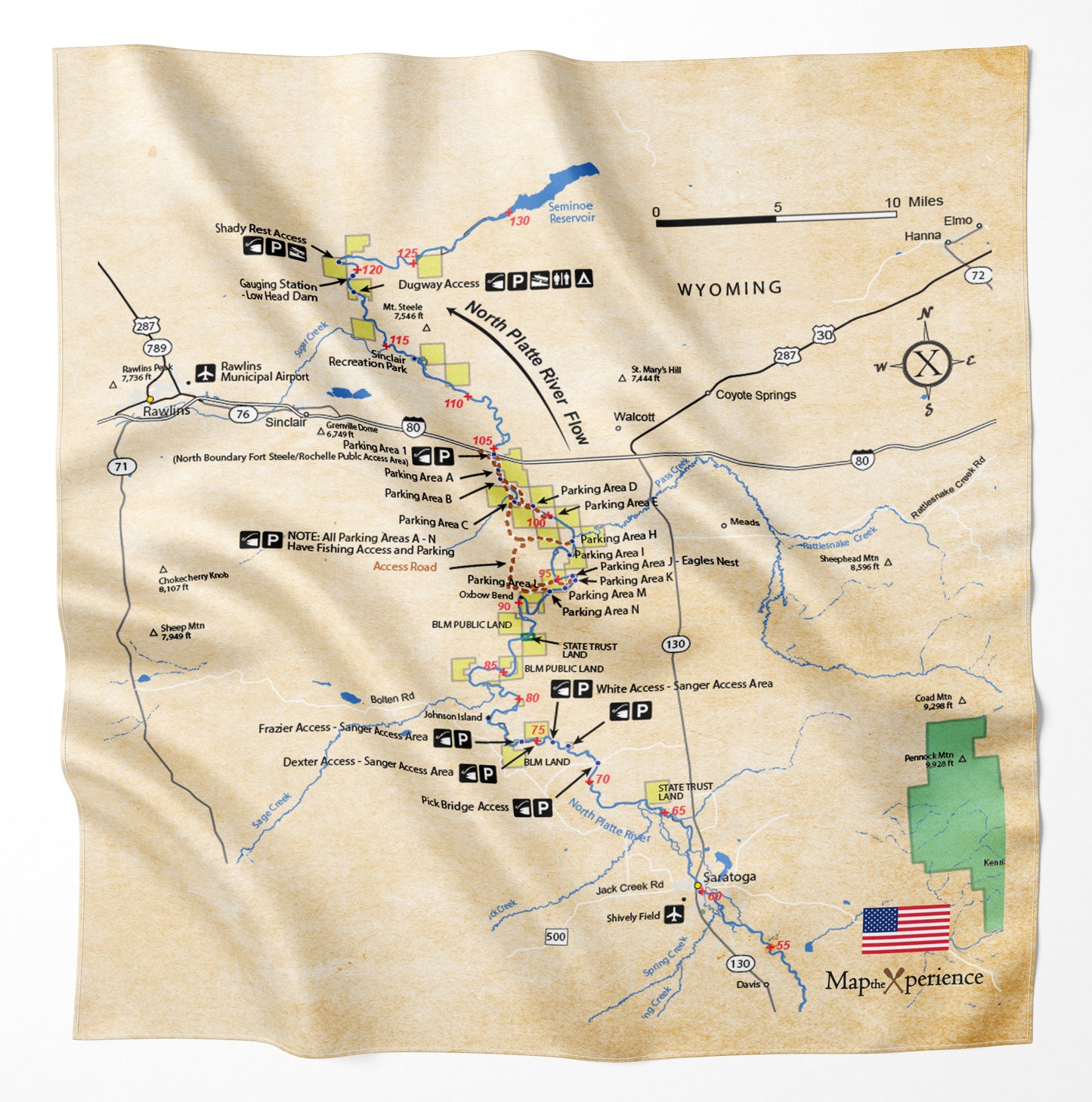 Uncompahgre River, Colorado Microfiber Map Bandana