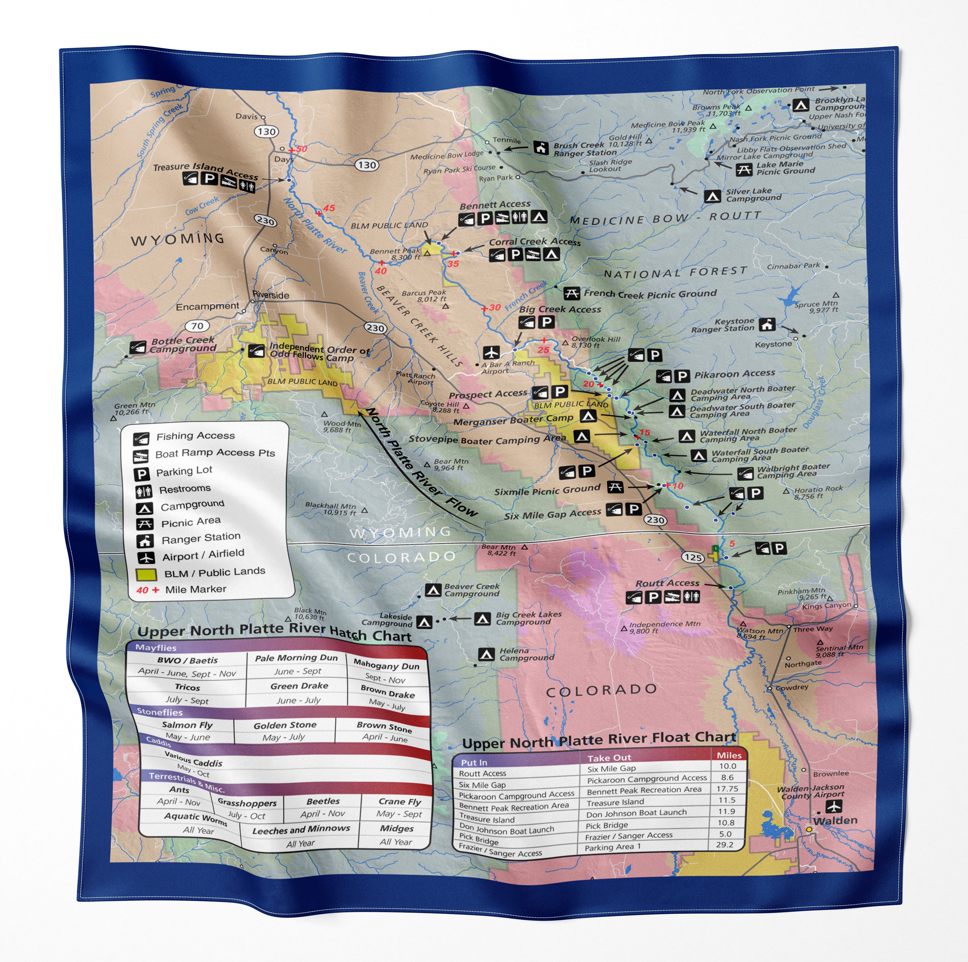 Upper North Platte River Colorado Microfiber Map Bandana