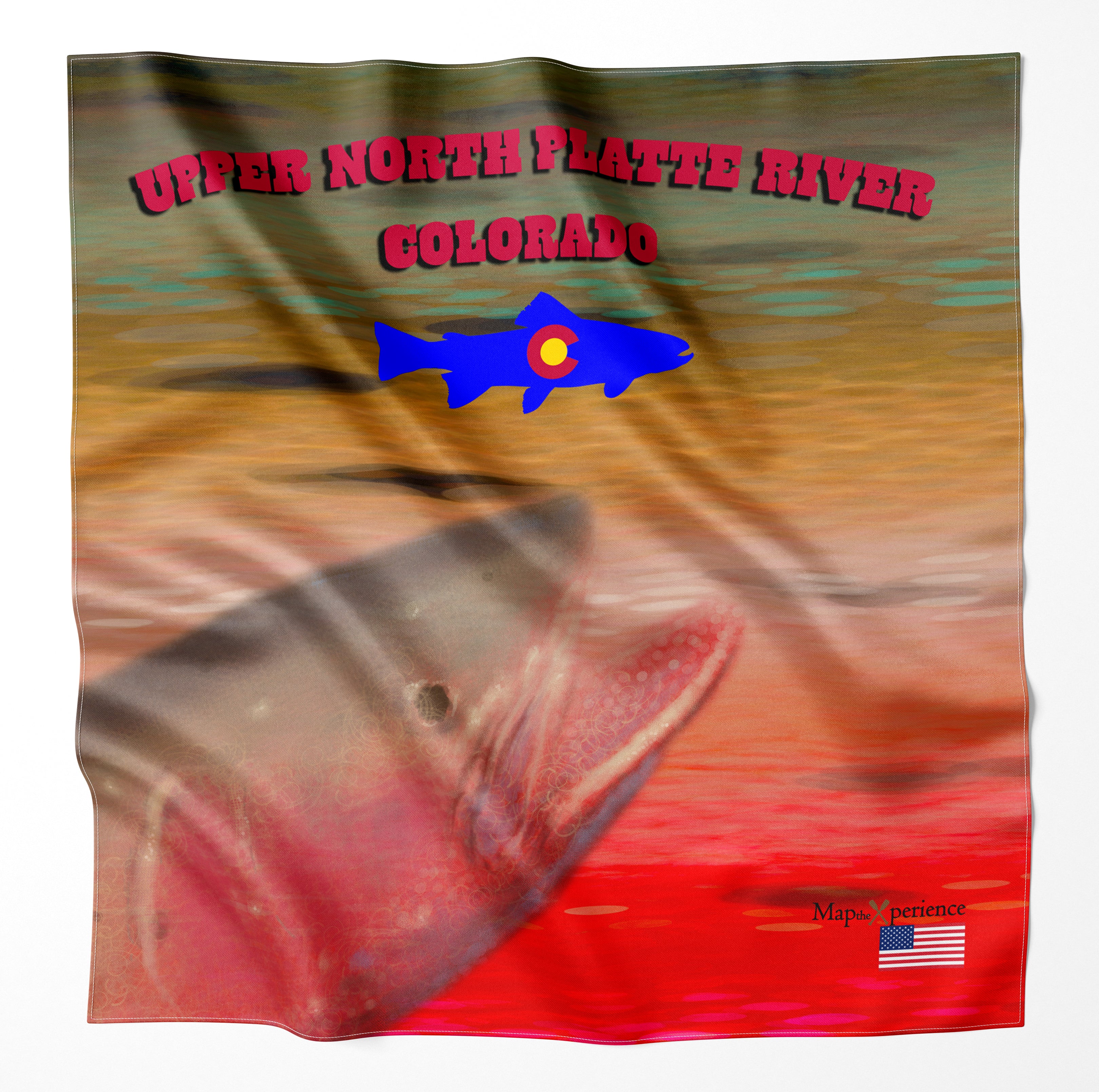 Upper North Platte River Colorado Microfiber Map Bandana