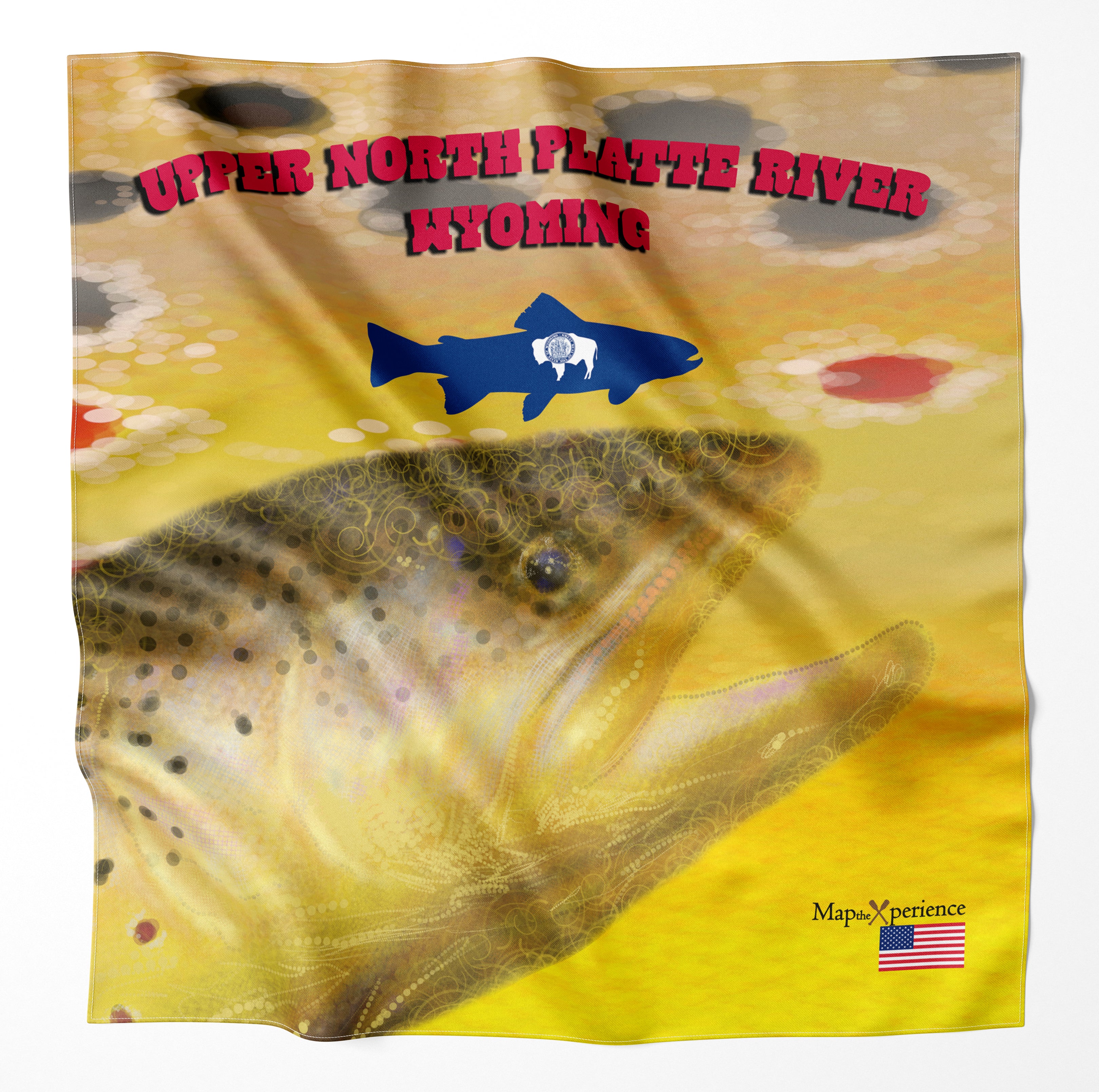 Upper North Platte River Wyoming Microfiber Map Bandana
