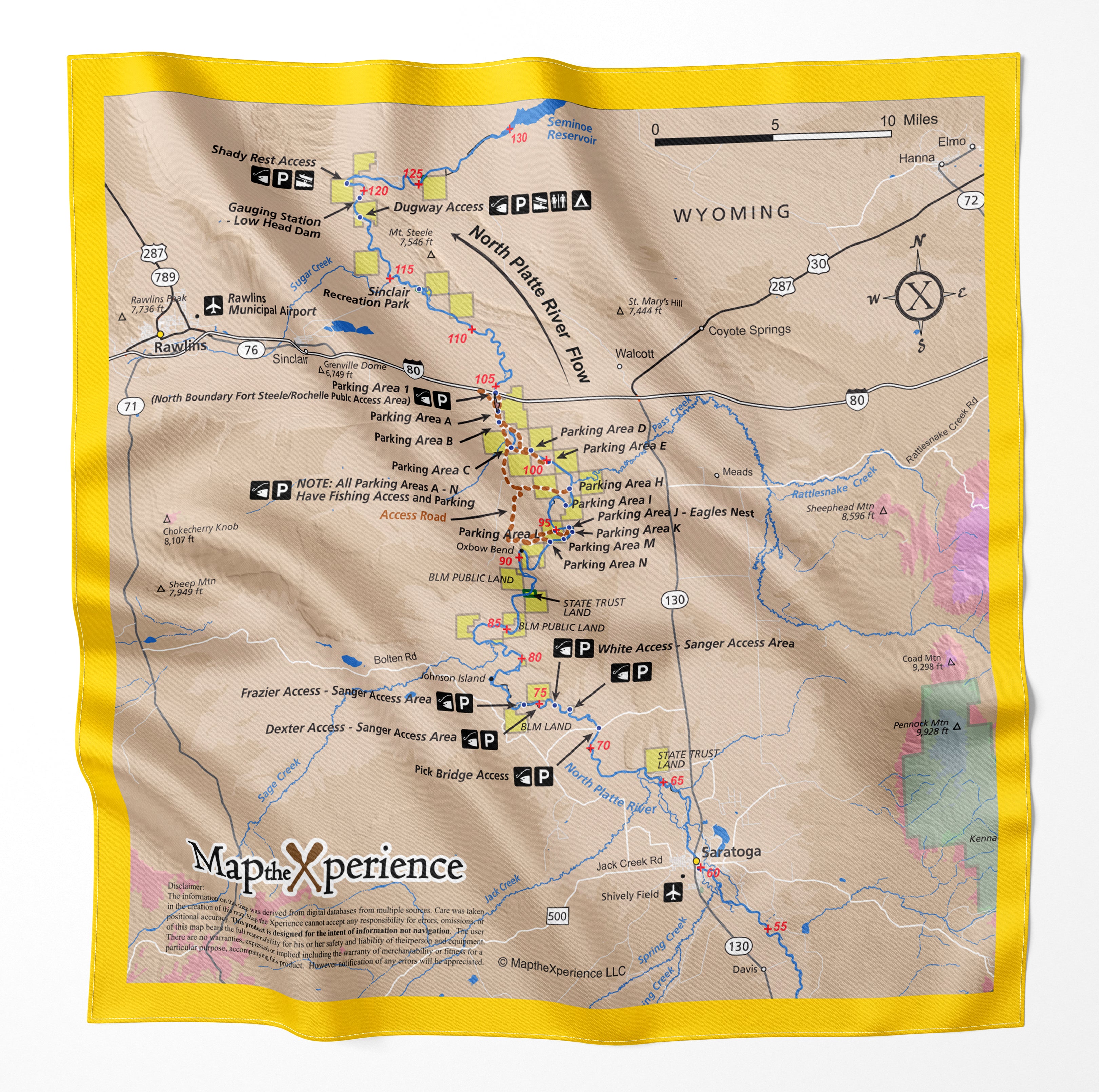 Upper North Platte River Wyoming Microfiber Map Bandana