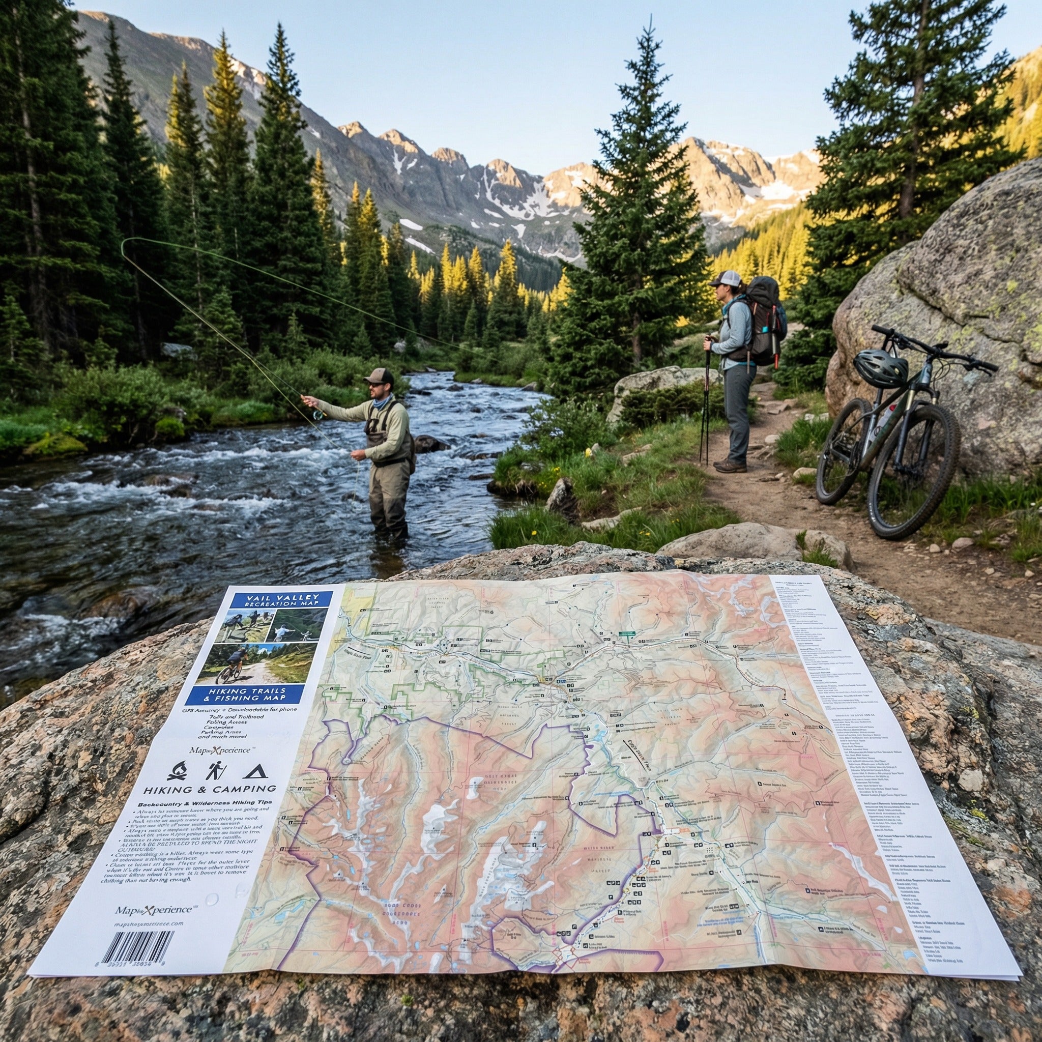 Vail Valley Colorado Hiking, Biking, and Fishing Map | Outdoor Adventure Guide
