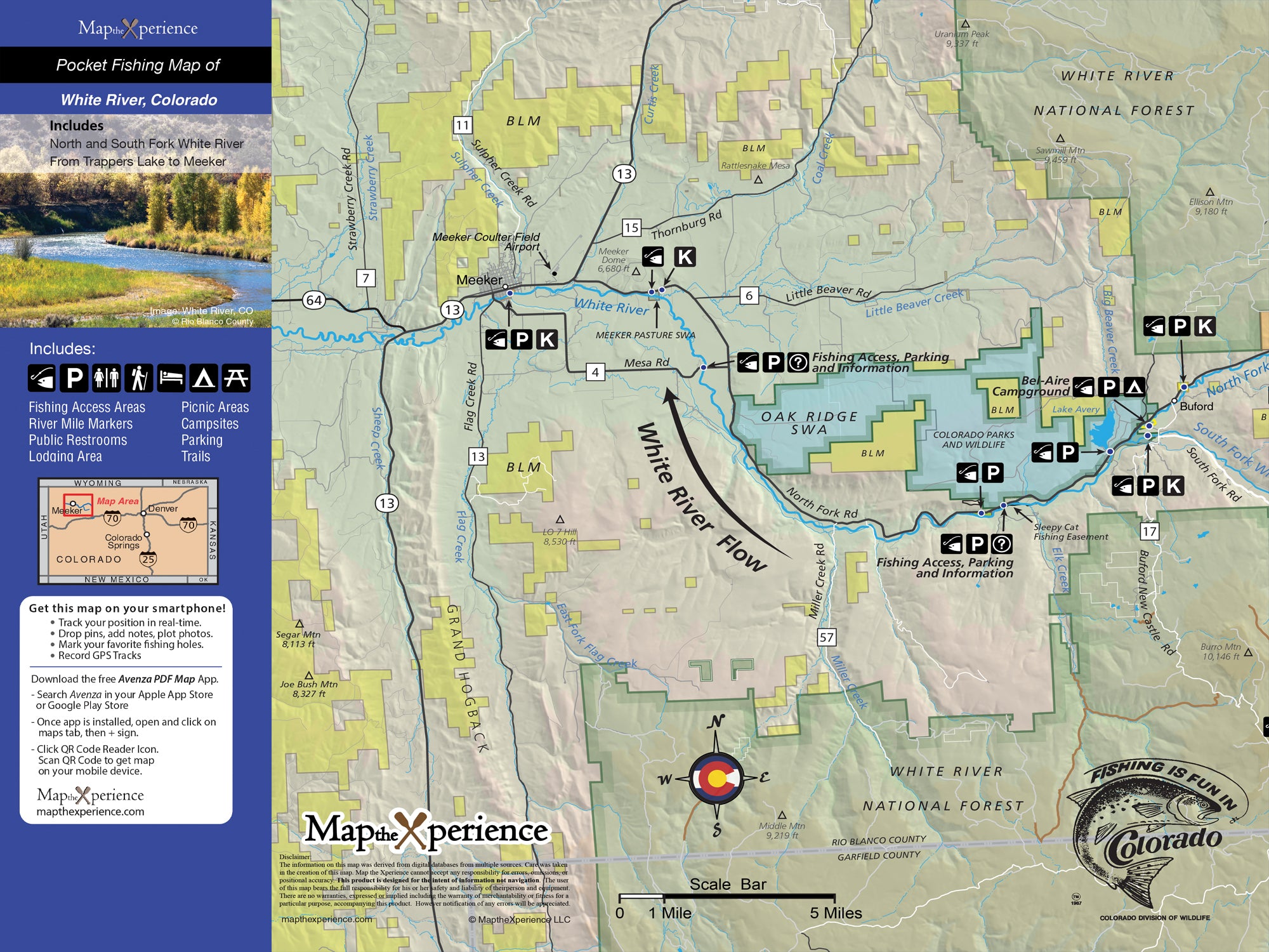 White River, Colorado Pocket Fishing Map
