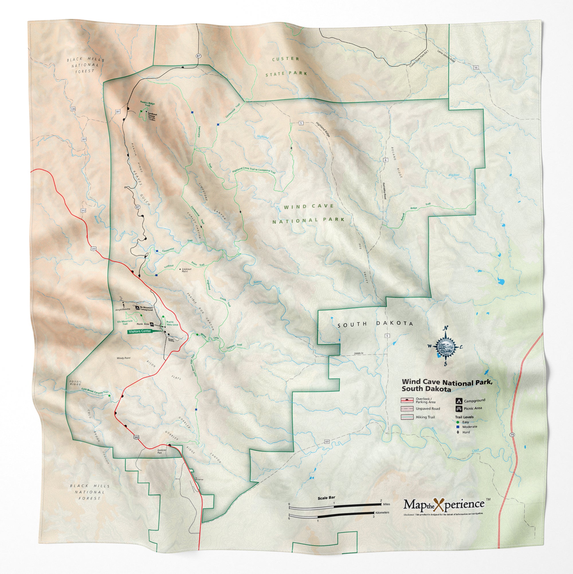 National Park Microfiber Cloth Map Bandana