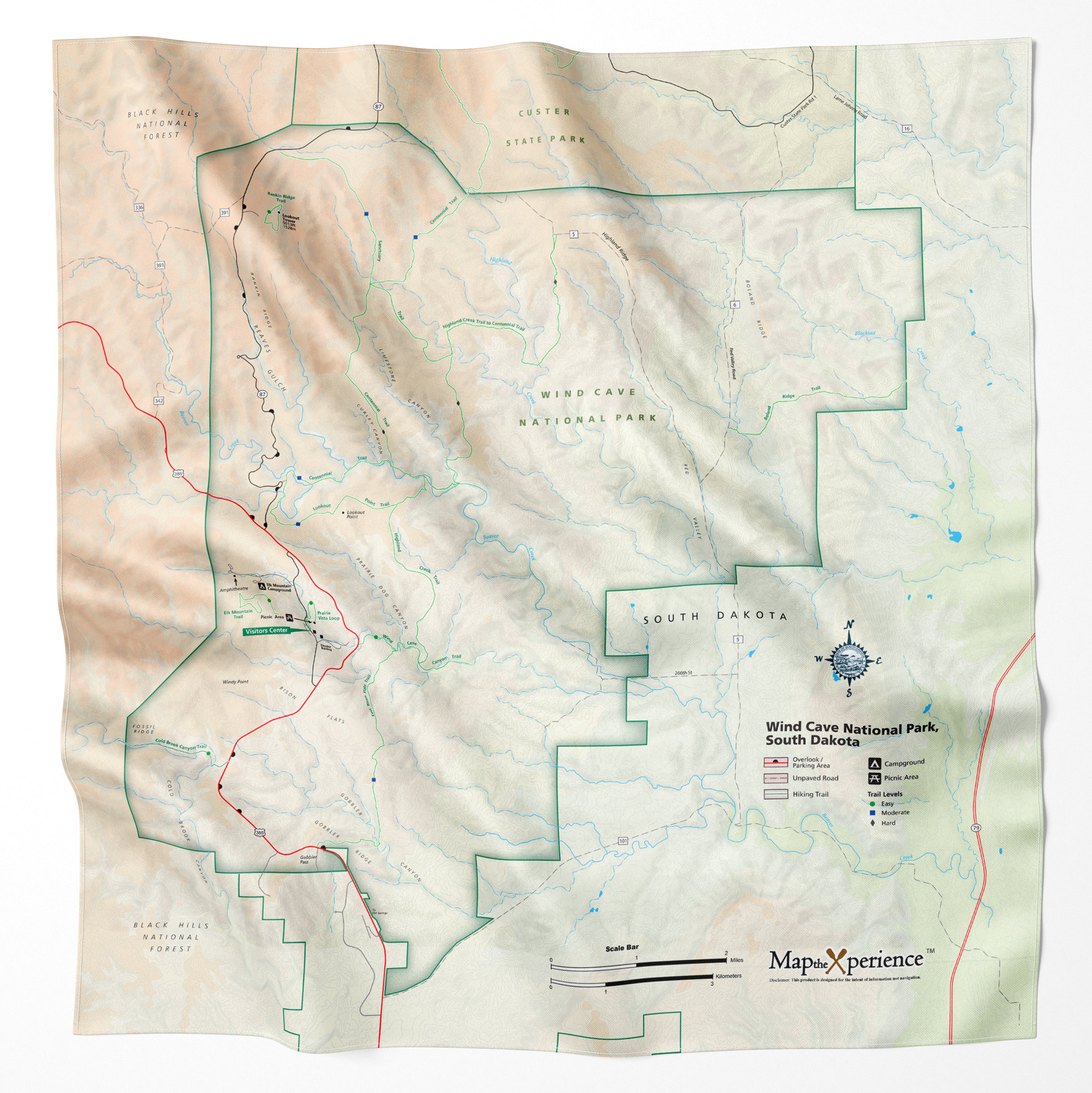 National Park Microfiber Cloth Map Bandana