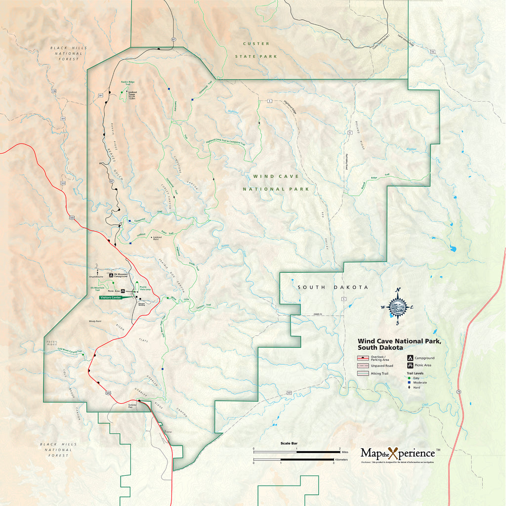 Wind Cave National Park Map X Guard Neck Gaiter