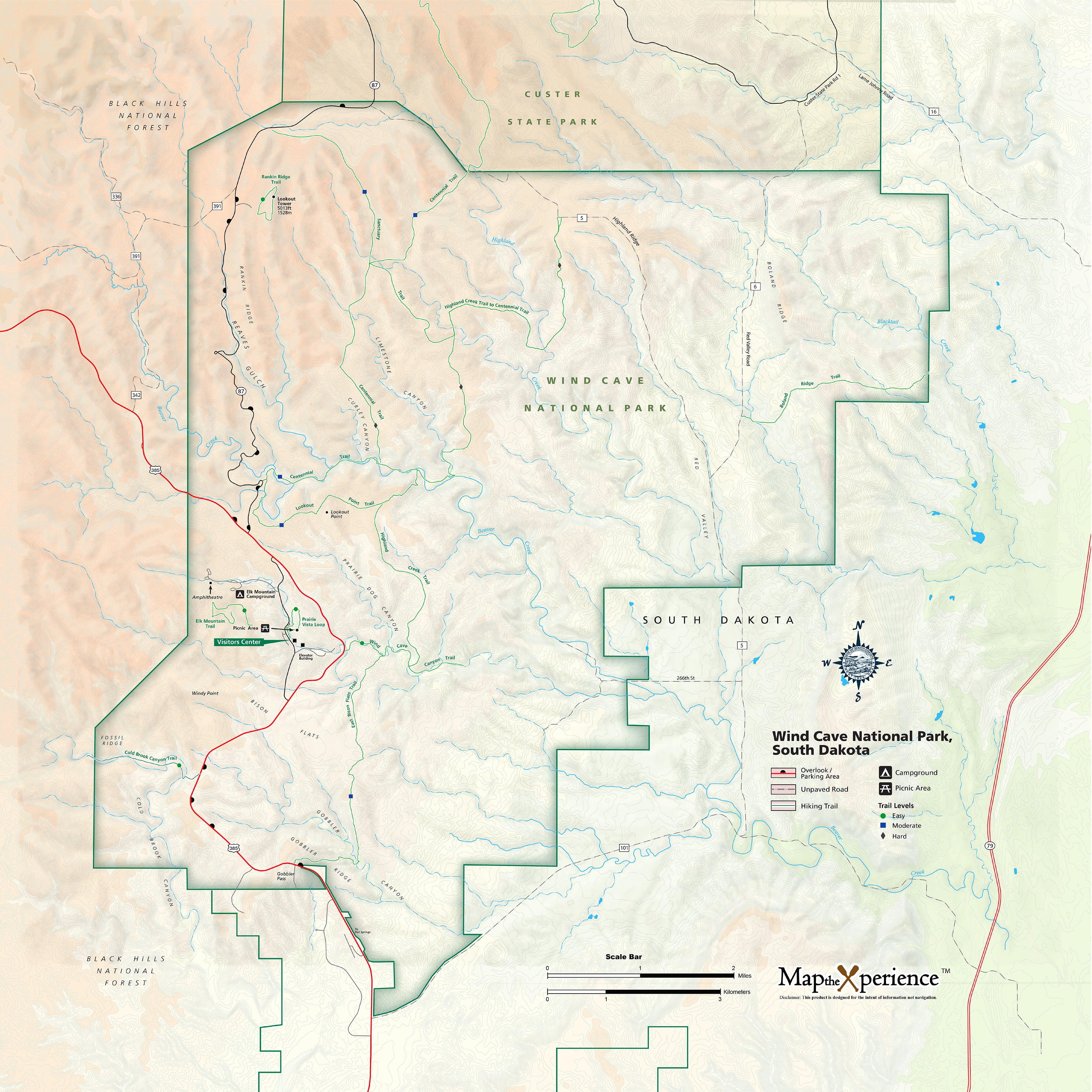 Wind Cave National Park Map X Guard Neck Gaiter