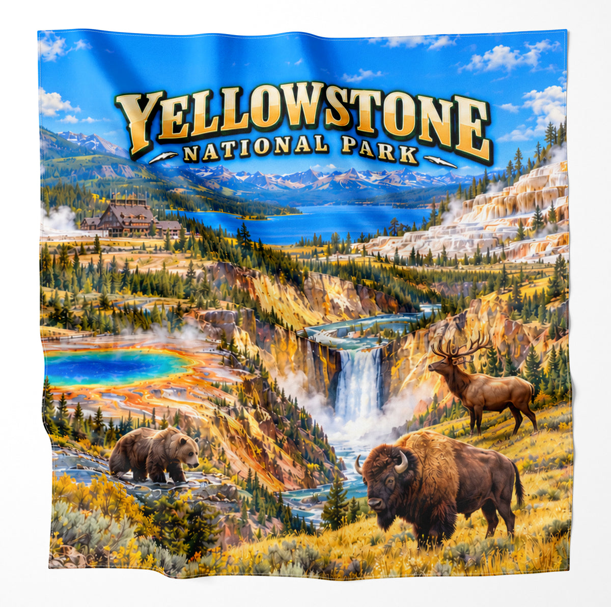 Yellowstone National Park – Microfiber Map Cloth Bandana