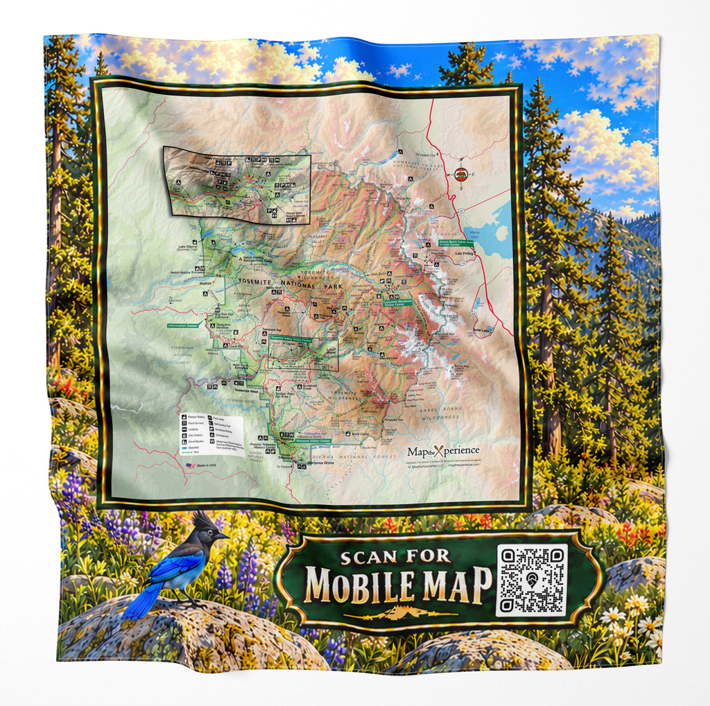 Yosemite National Park – Microfiber Map Cloth Bandana